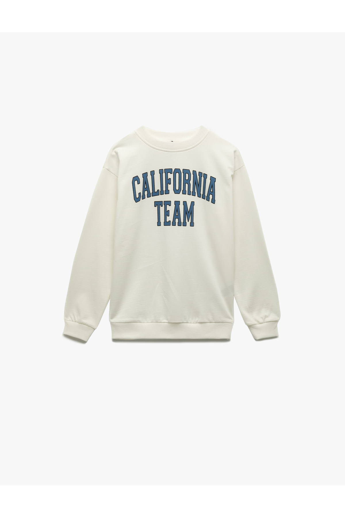 Uzun Kollu Bisiklet Yaka Pamuklu Şardonlu Baskılı Sweatshirt