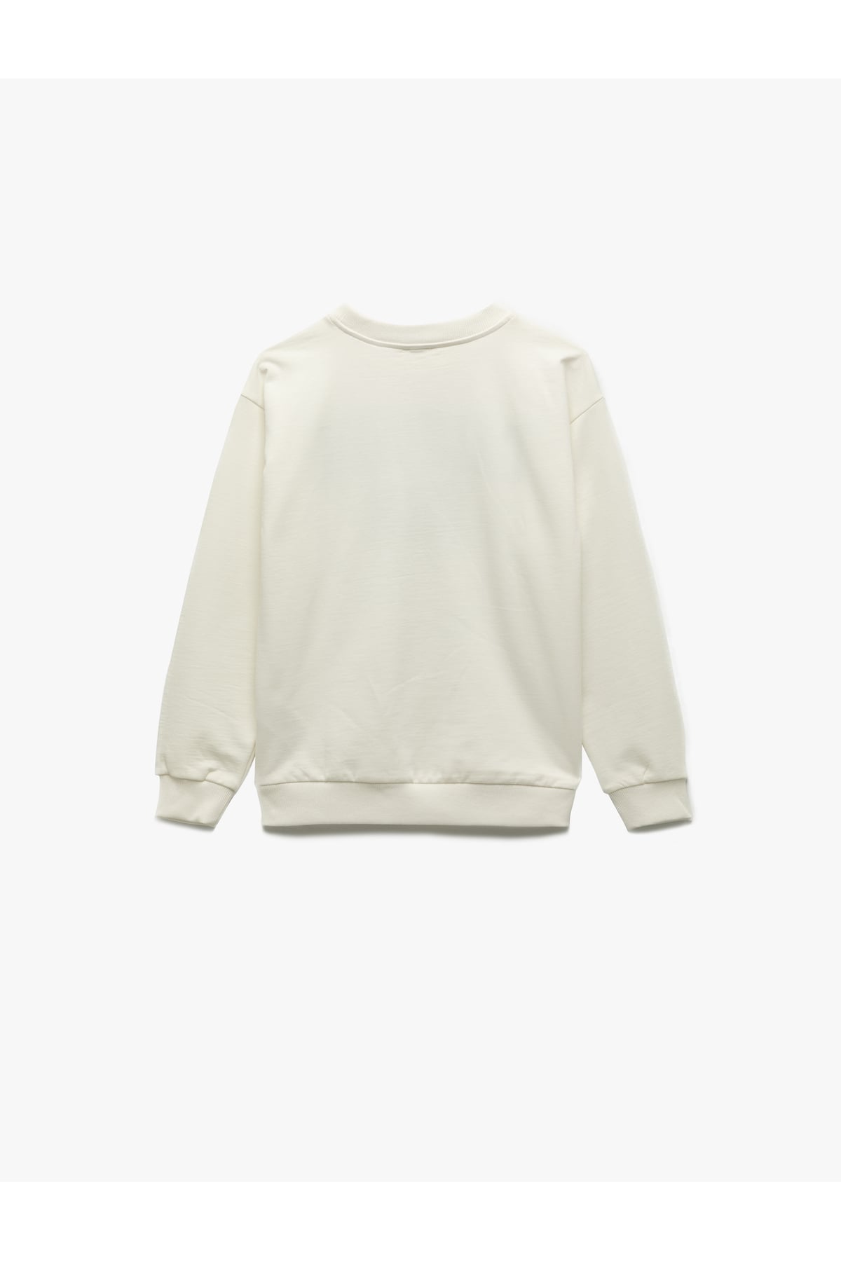 Uzun Kollu Bisiklet Yaka Pamuklu Şardonlu Baskılı Sweatshirt