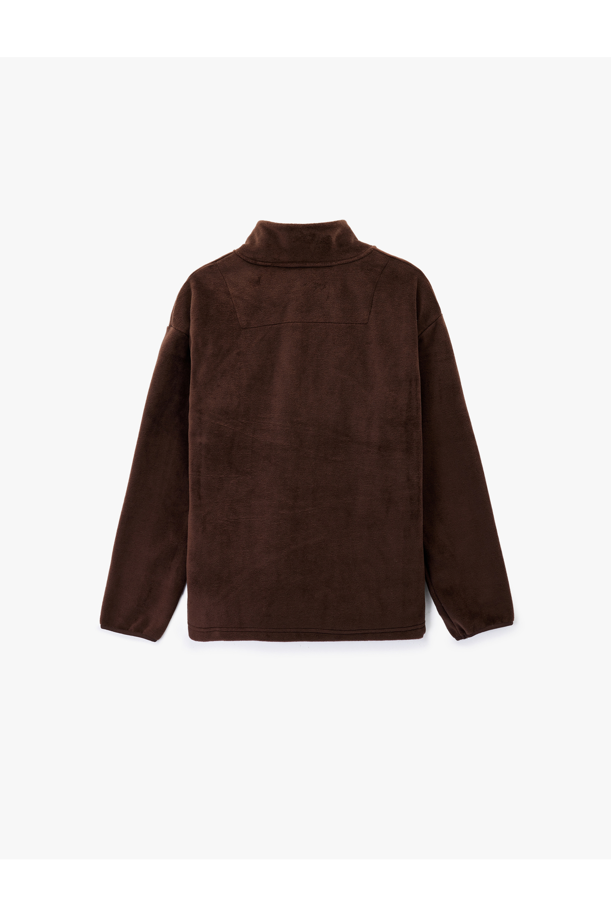 Uzun Kollu Cepli Yarım Fermuarlı Polar Sweatshirt