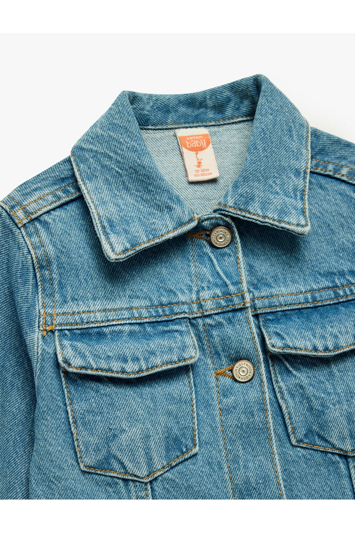 Uzun Kollu Gömlek Yaka Kapaklı Cep Detaylı Pamuklu Denim Ceket