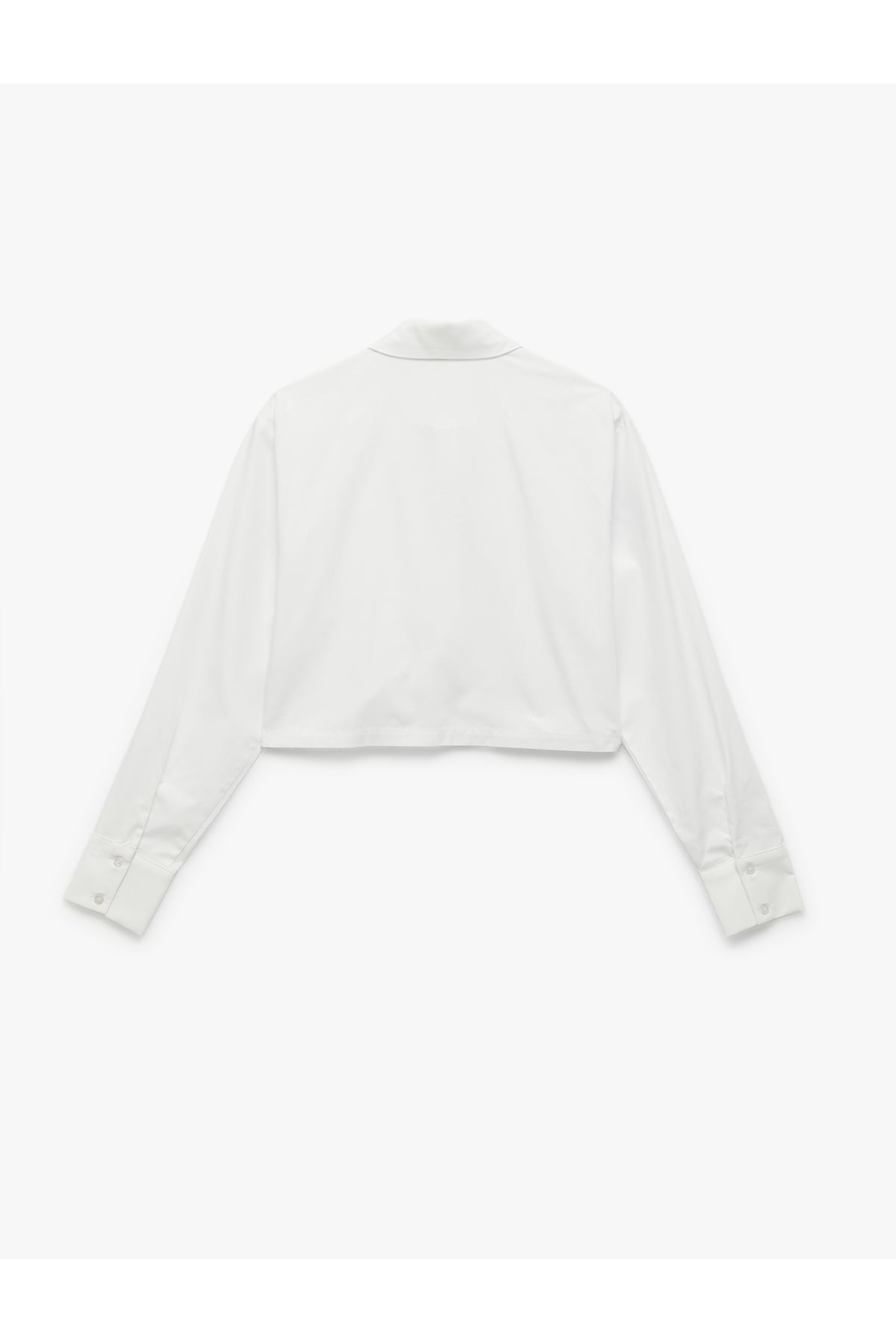Uzun Kollu Klasik Yaka Oversize Poplin Crop Gömlek