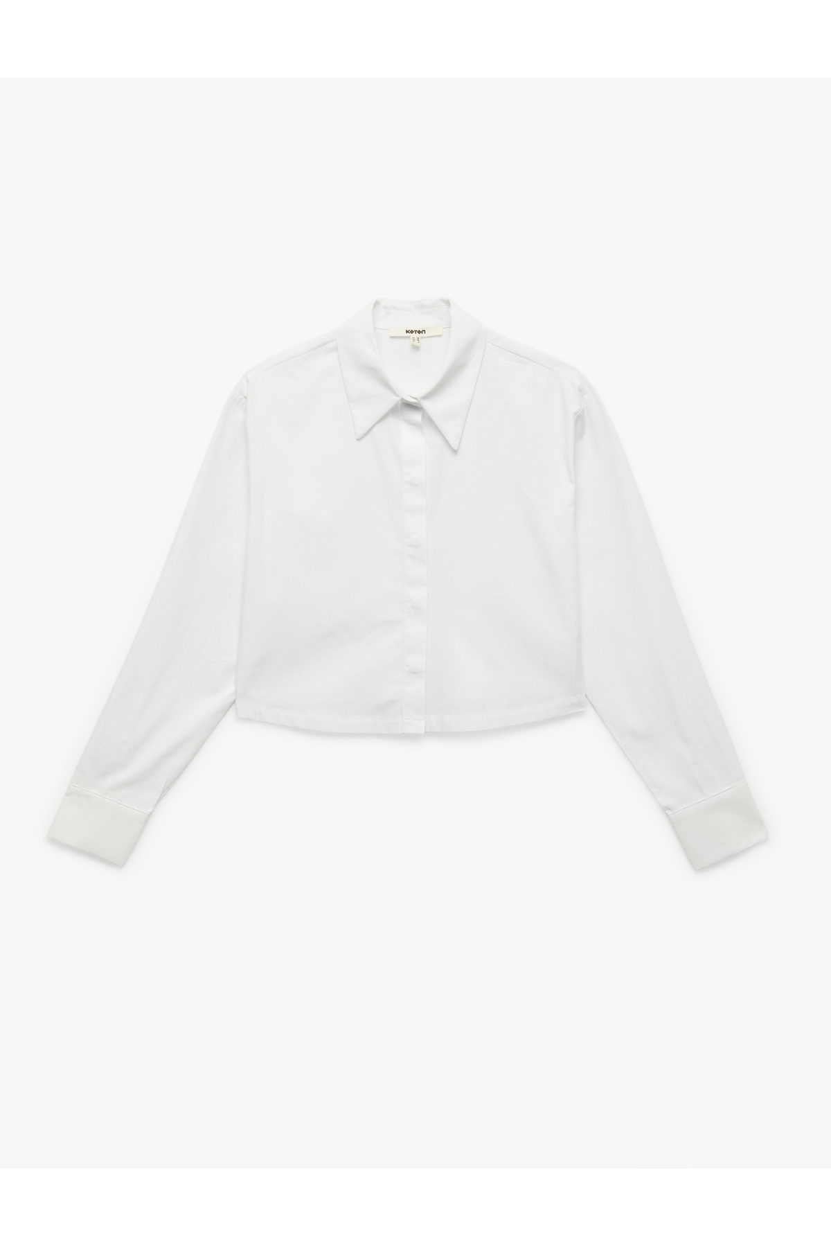 Uzun Kollu Klasik Yaka Oversize Poplin Crop Gömlek