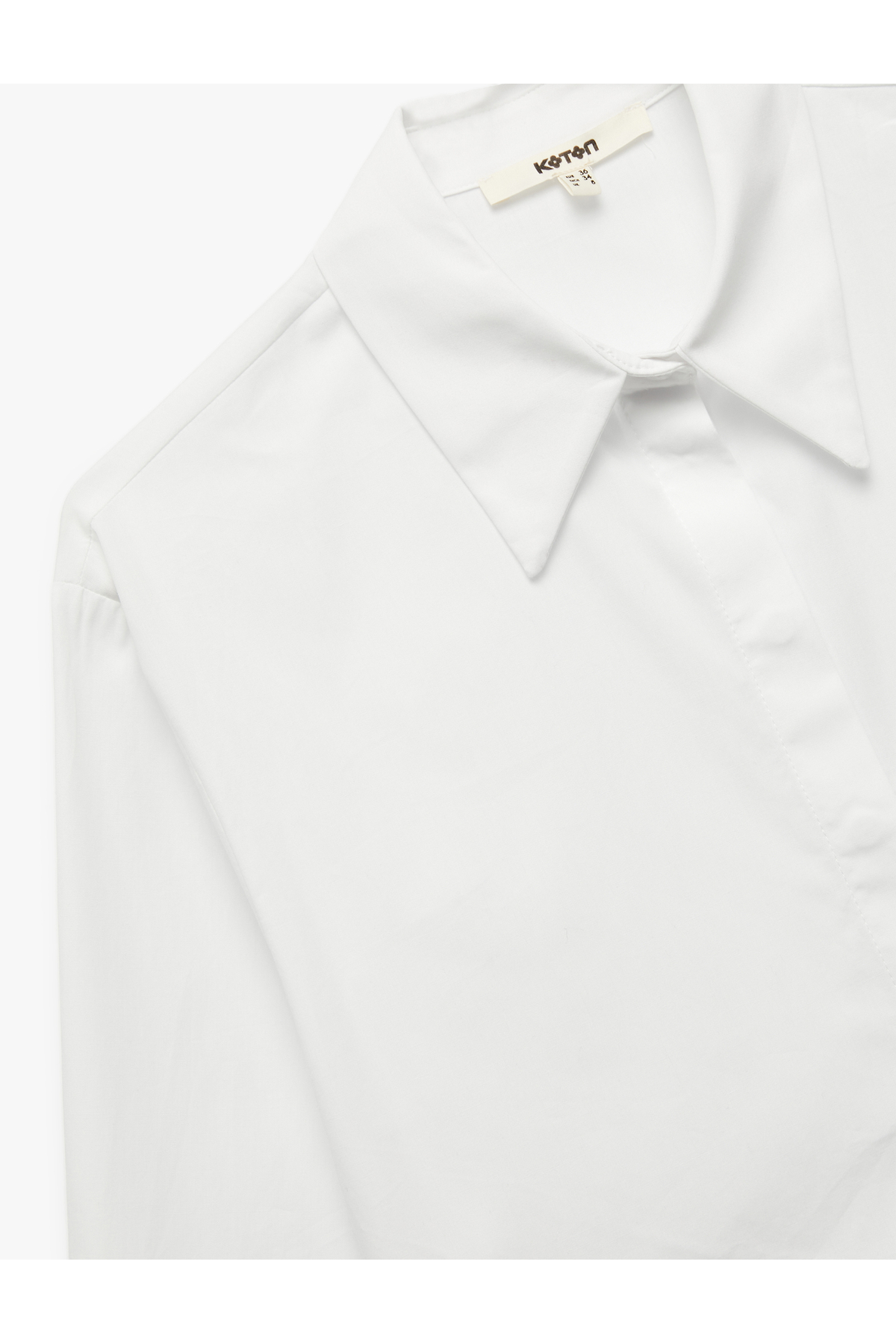 Uzun Kollu Klasik Yaka Oversize Poplin Crop Gömlek