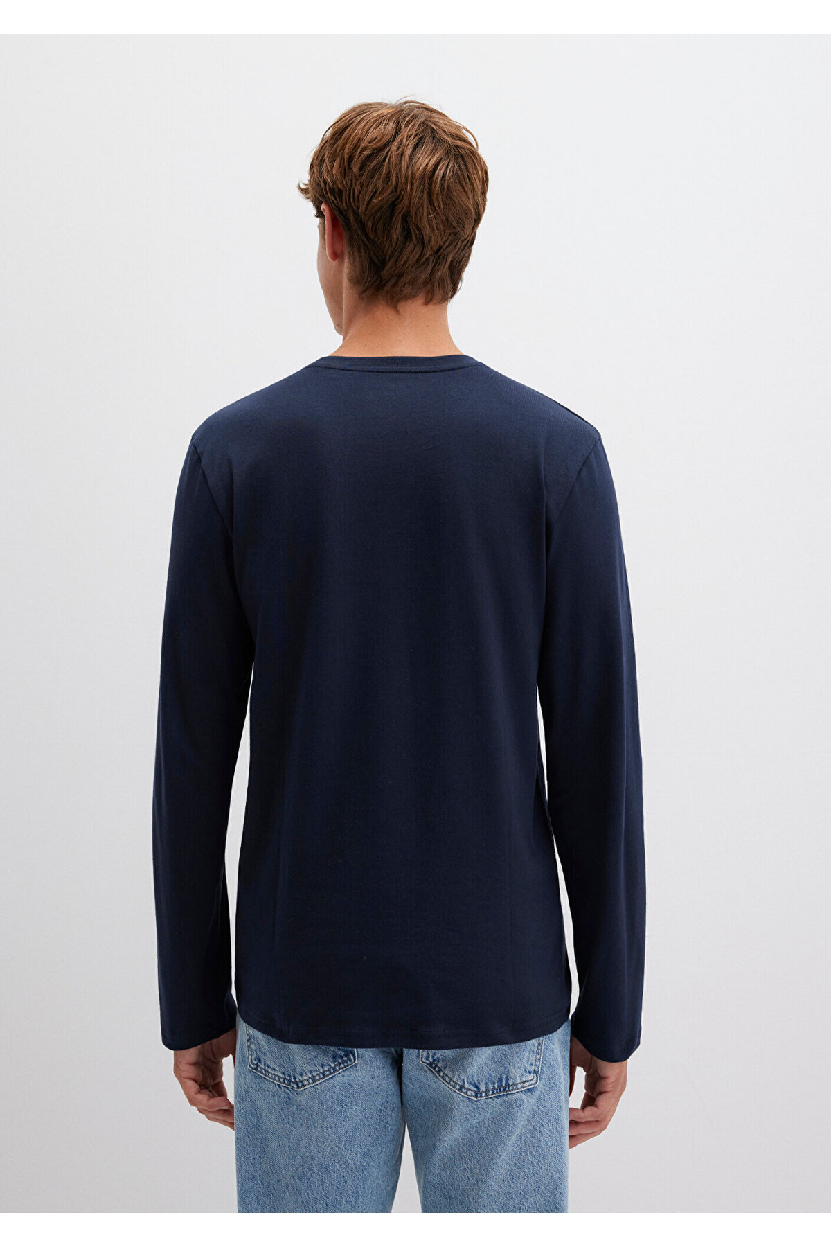 Uzun Kollu Lacivert Basic Tişört Fitted / Vücuda Oturan Kesim 062477-27308