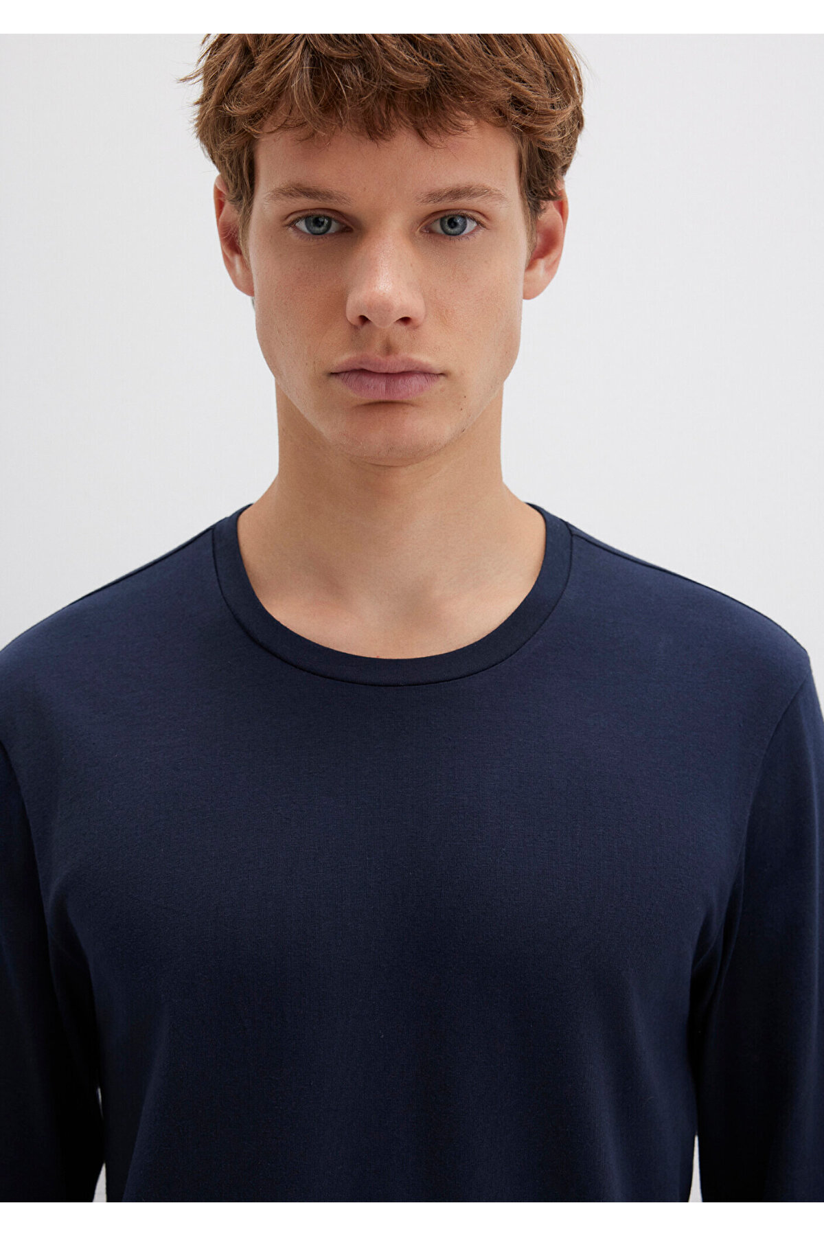 Uzun Kollu Lacivert Basic Tişört Fitted / Vücuda Oturan Kesim 062477-27308