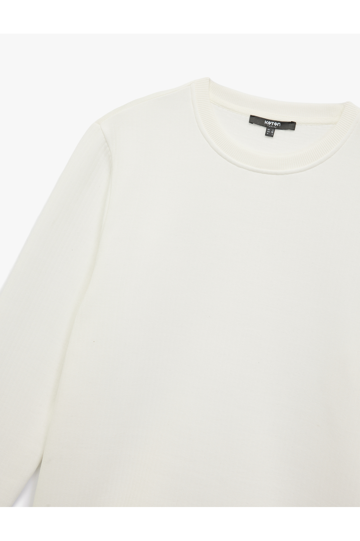 Uzun Kollu Pamuklu Bisiklet Yaka Basic Sweatshirt