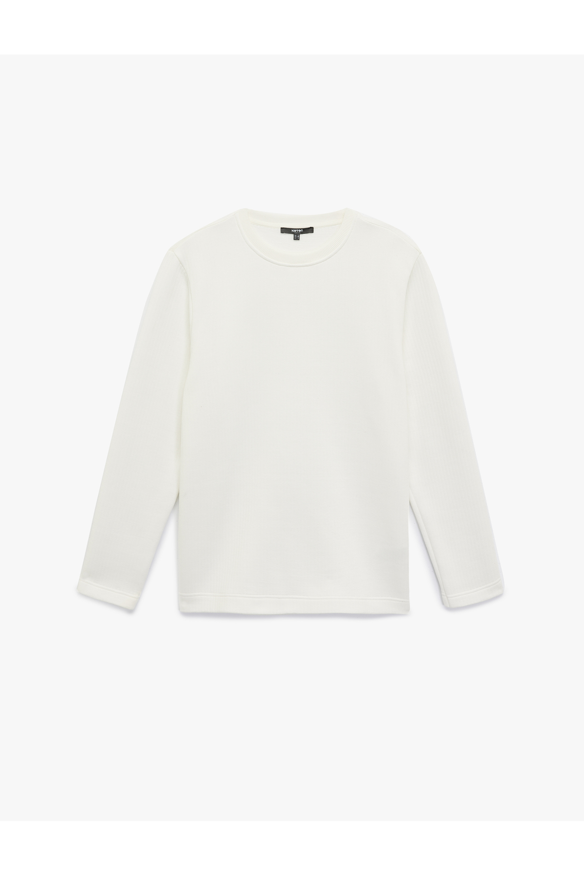 Uzun Kollu Pamuklu Bisiklet Yaka Basic Sweatshirt