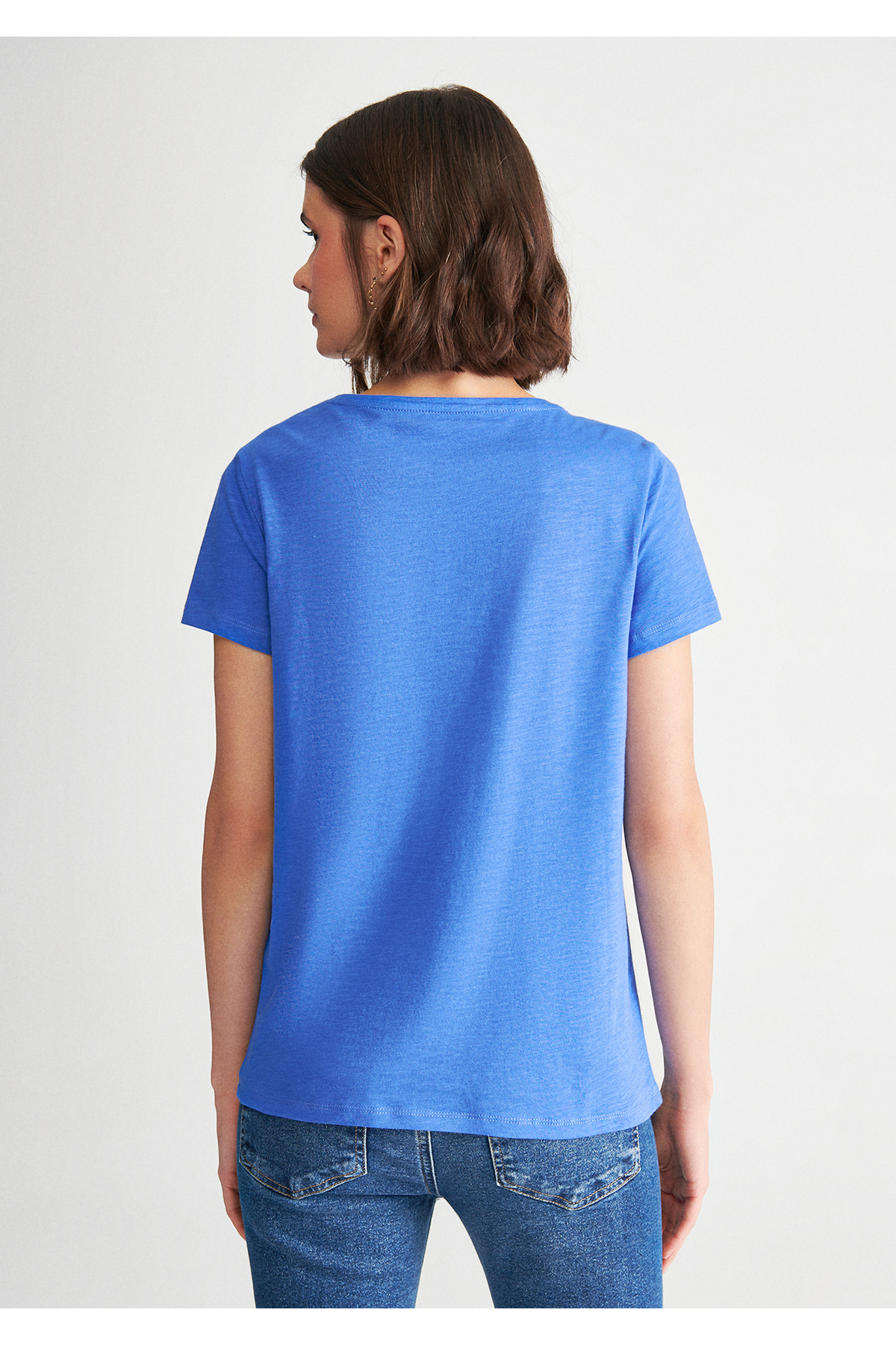 V Yaka Basic Tişört Slim Fit / Dar Kesim 168260-70616