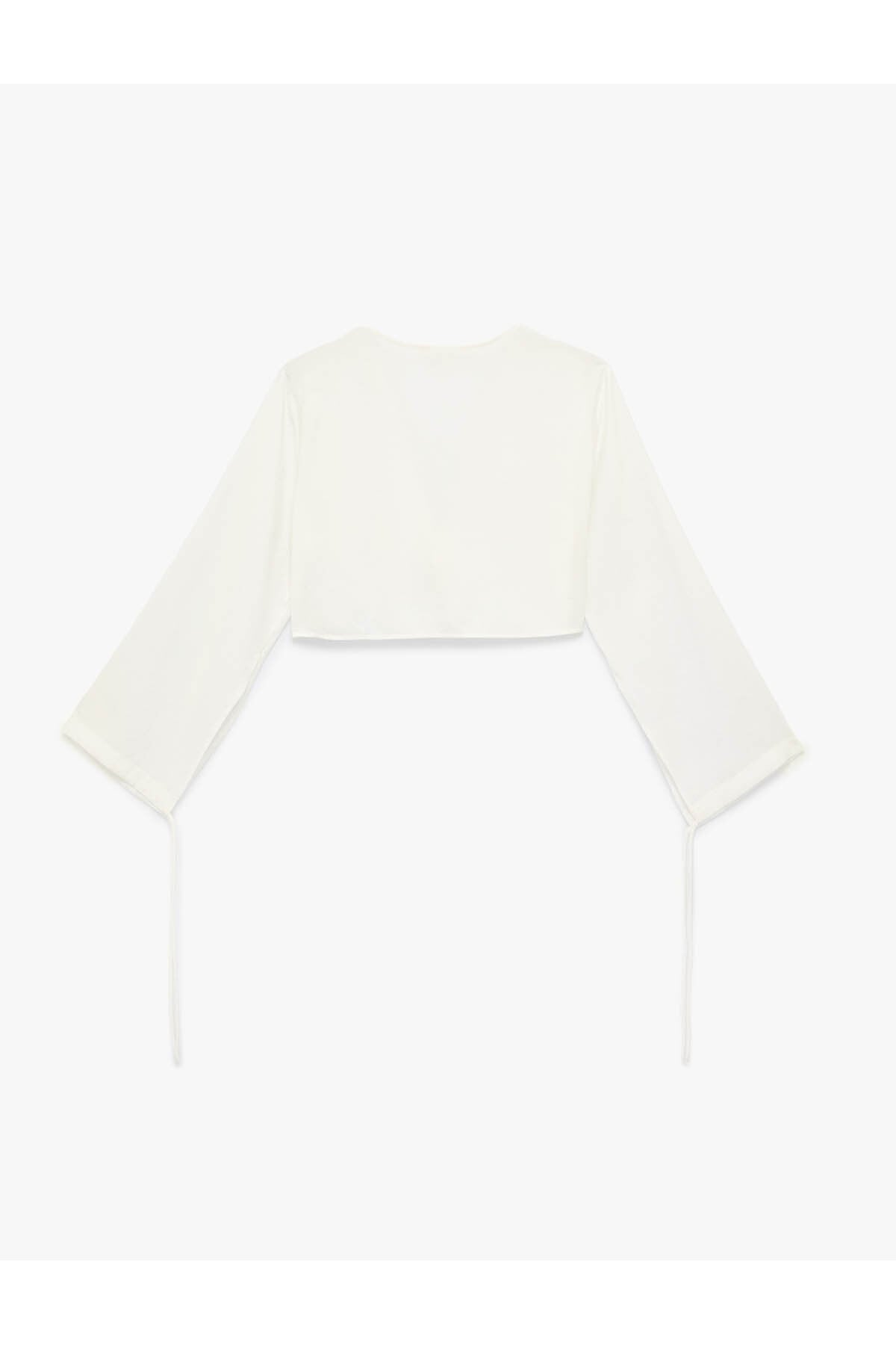 V Yaka Crop Kadın Bluz 6SAK60052PW