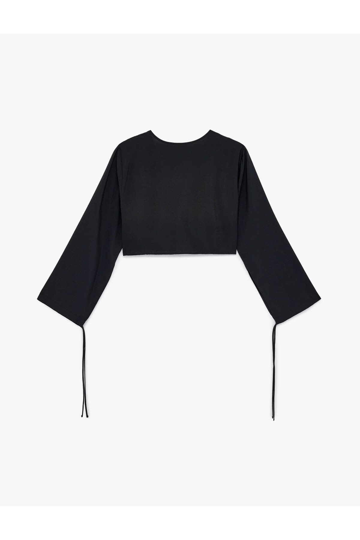 V Yaka Crop Siyah Kadın Bluz 6SAK60052PW