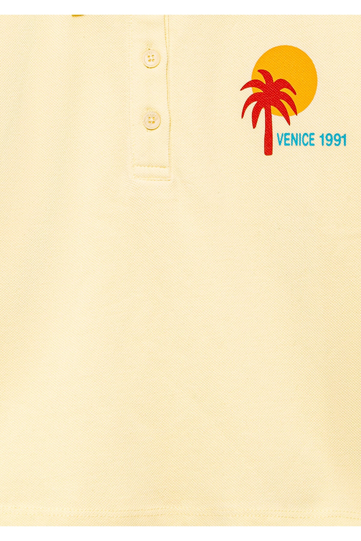 Venice 1991 Baskılı Sarı Polo Tişört Loose Fit / Bol Rahat Kesim 7610335-89143