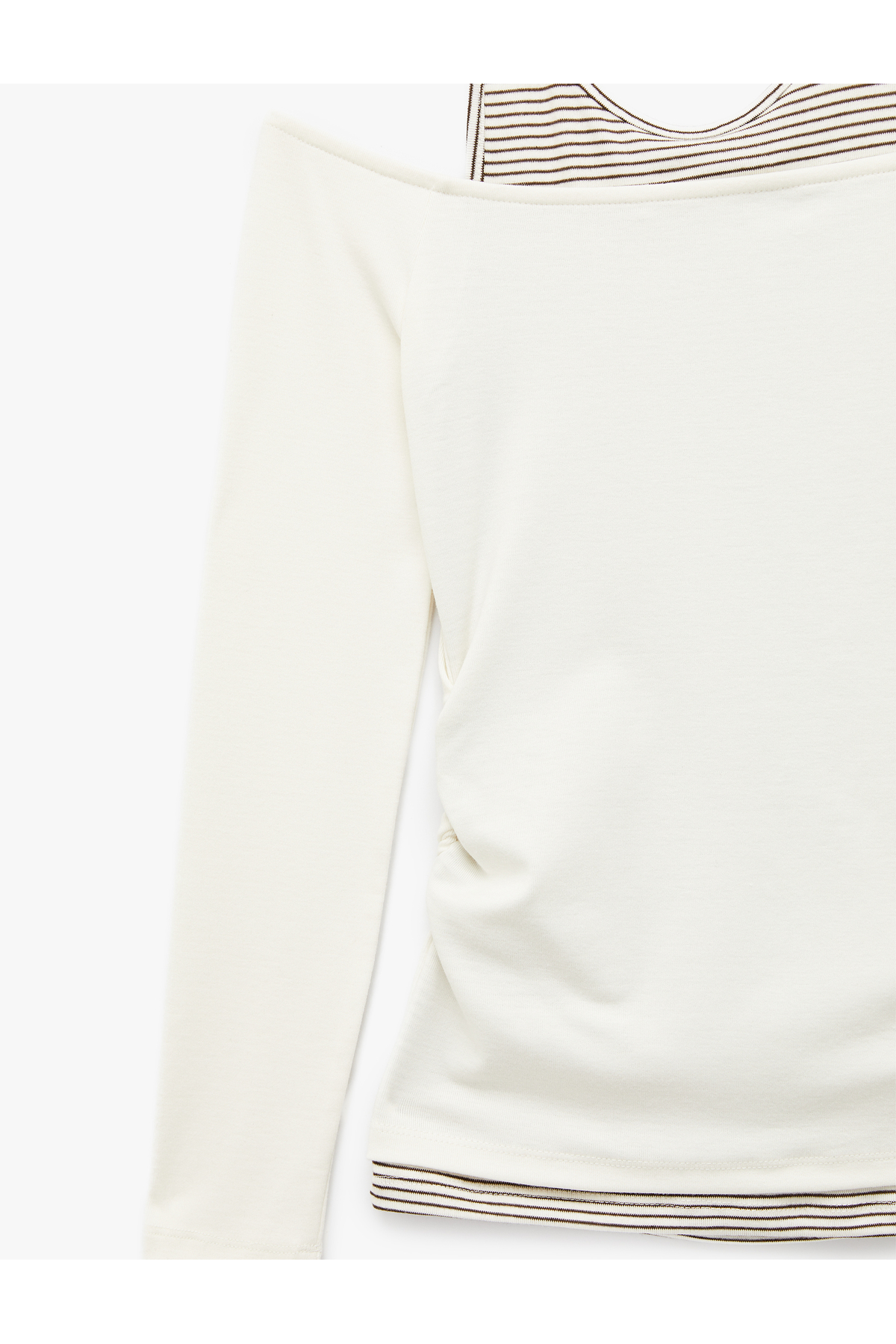Viskon Karışımlı Slim Fit Uzun Kollu Halter Yaka Tişört