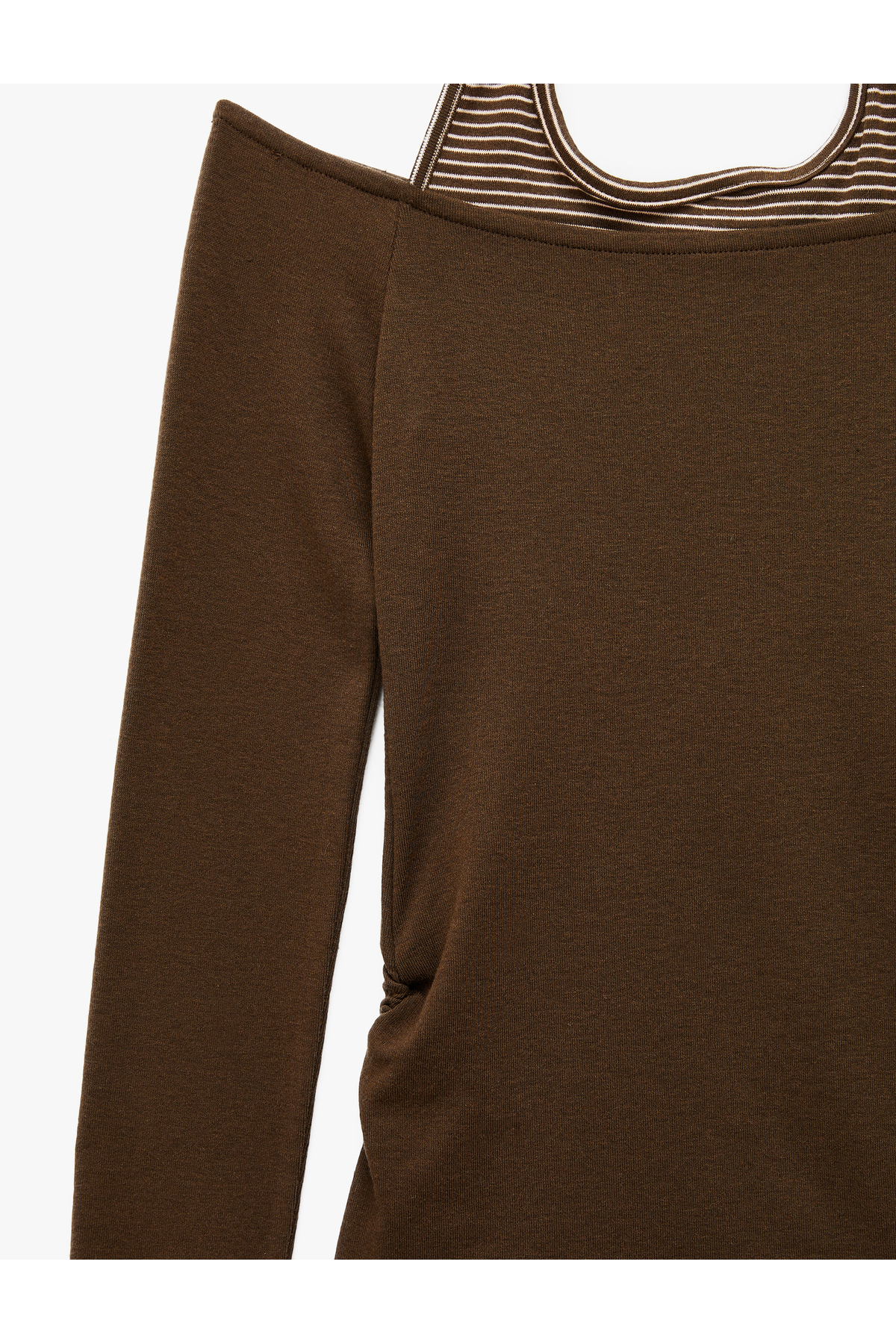Viskon Karışımlı Slim Fit Uzun Kollu Halter Yaka Tişört
