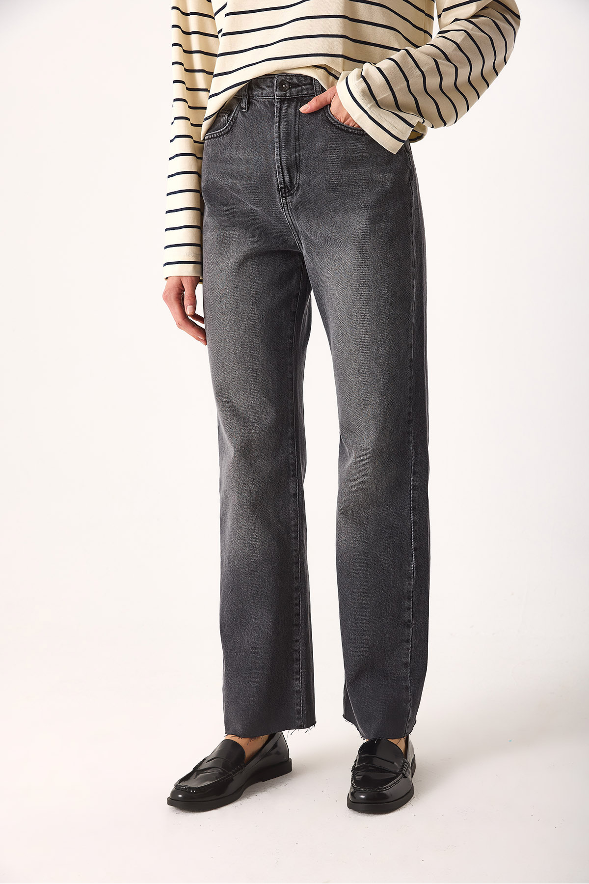 Wanda Antrasit Wide Leg Jean Pantolon-ANTRASİT
