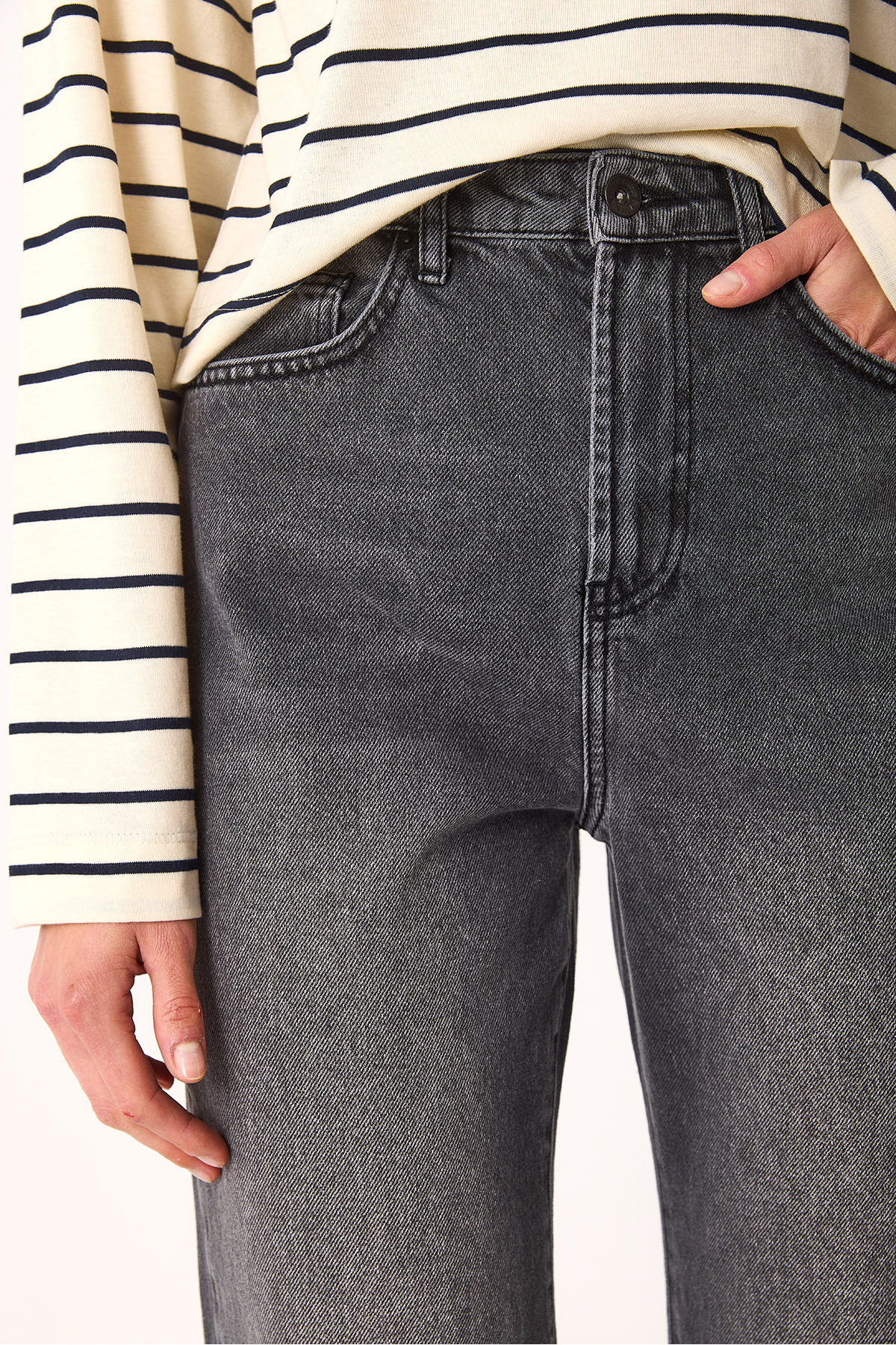 Wanda Antrasit Wide Leg Jean Pantolon-ANTRASİT