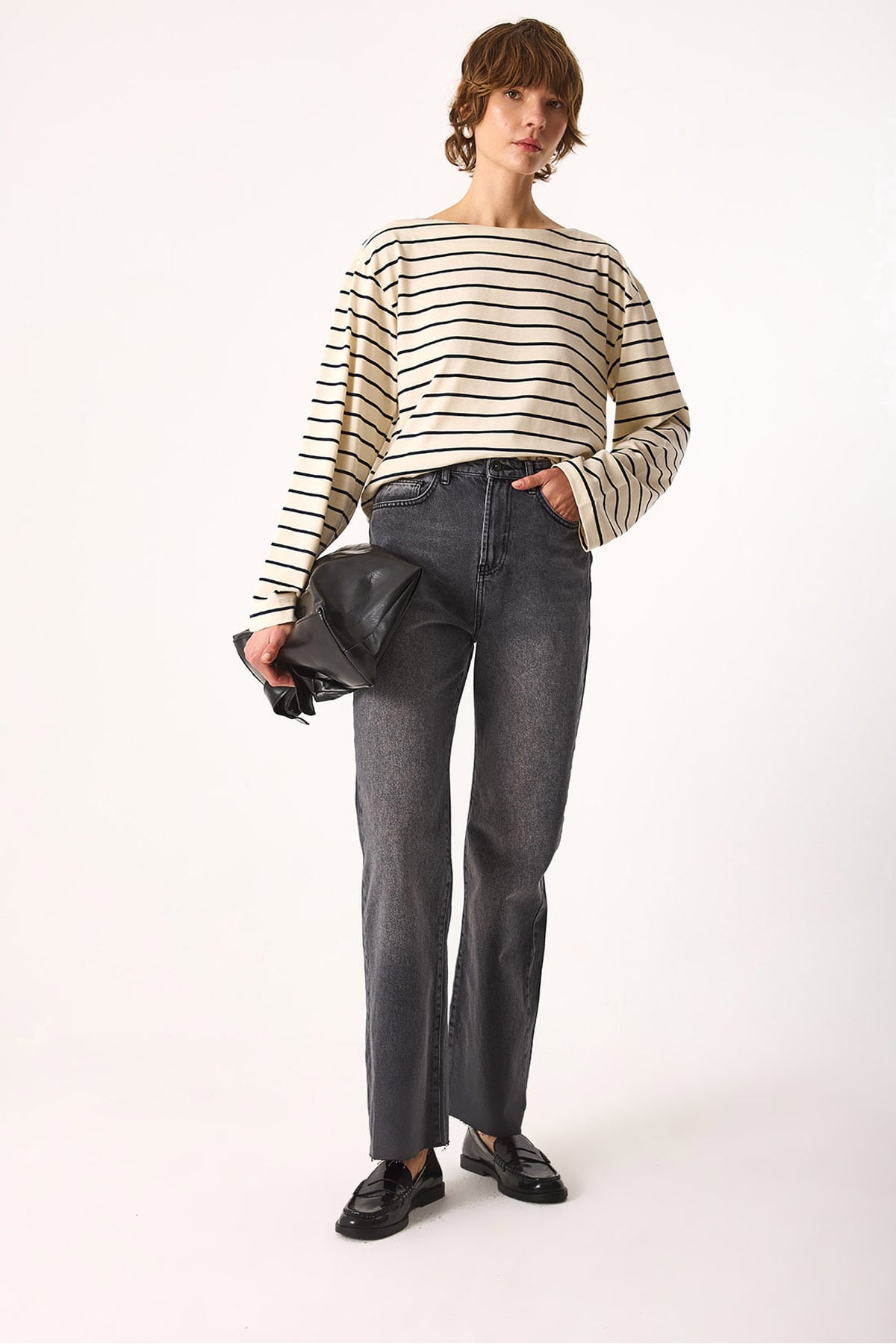 Wanda Antrasit Wide Leg Jean Pantolon-ANTRASİT