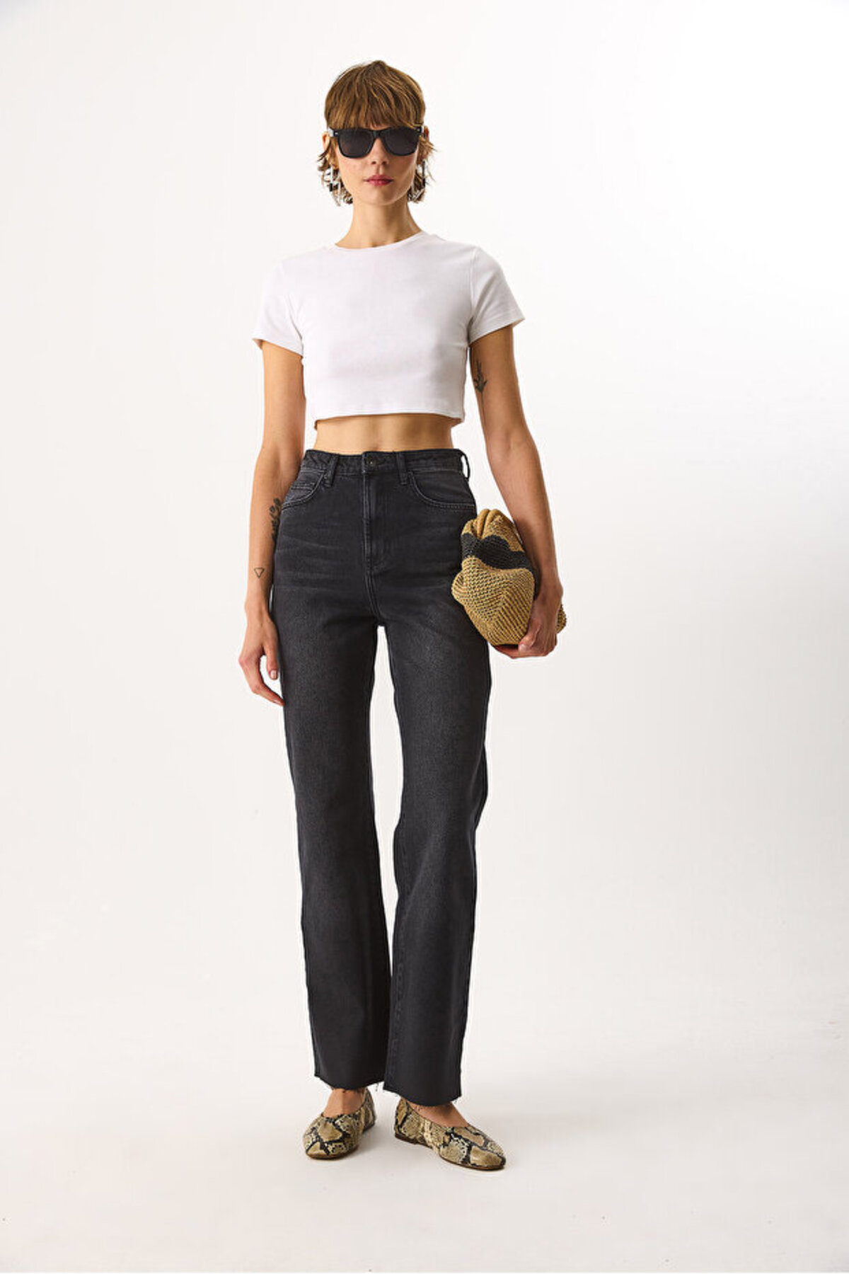 Wanda Ekstra Yüksek Bel Black Wide Leg Jean Pantolon-Black