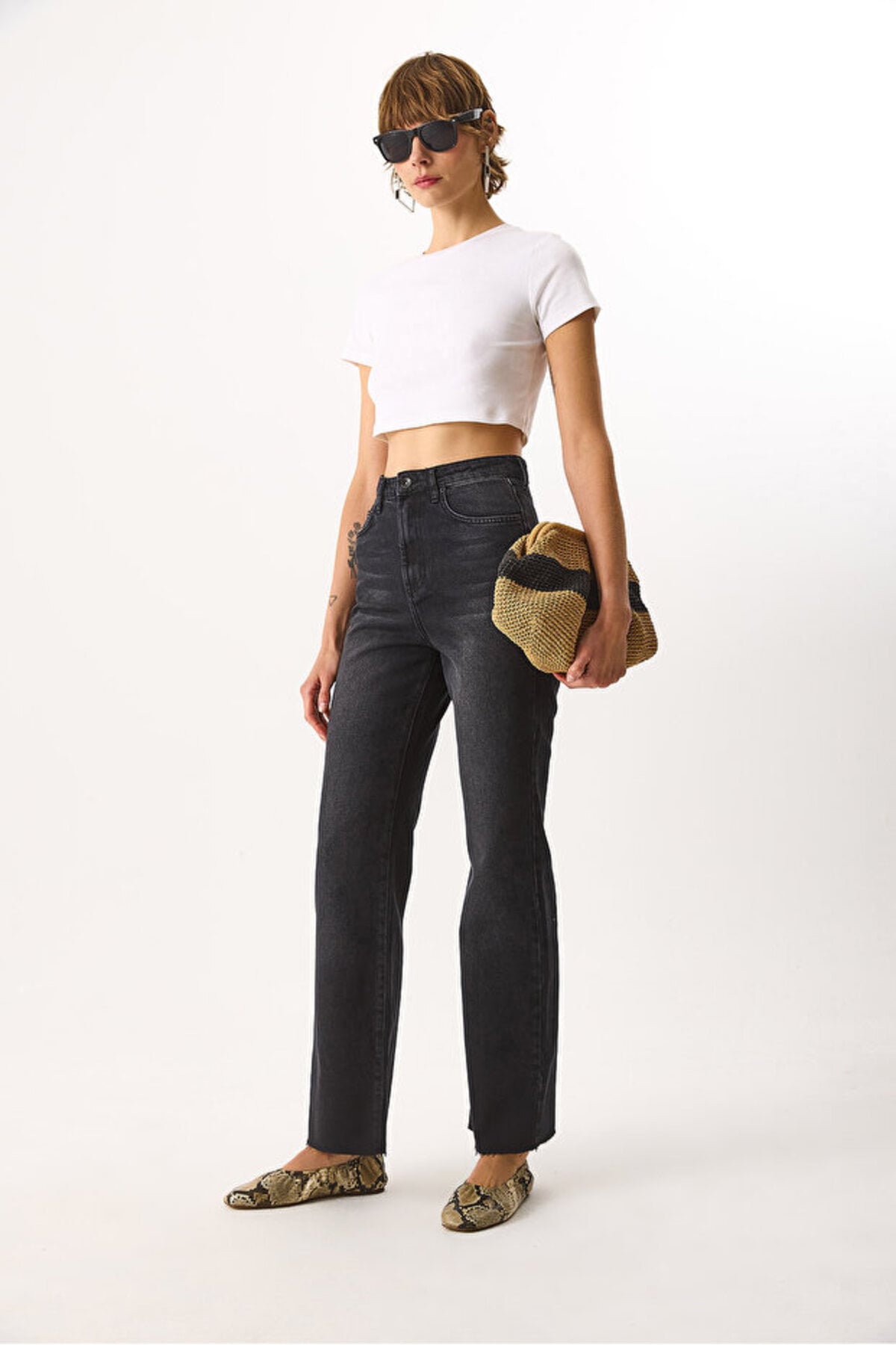 Wanda Ekstra Yüksek Bel Black Wide Leg Jean Pantolon-Black