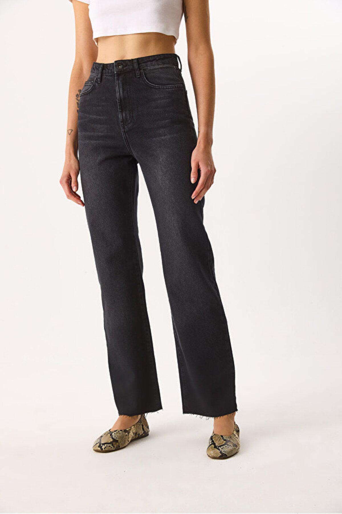Wanda Ekstra Yüksek Bel Black Wide Leg Jean Pantolon-Black