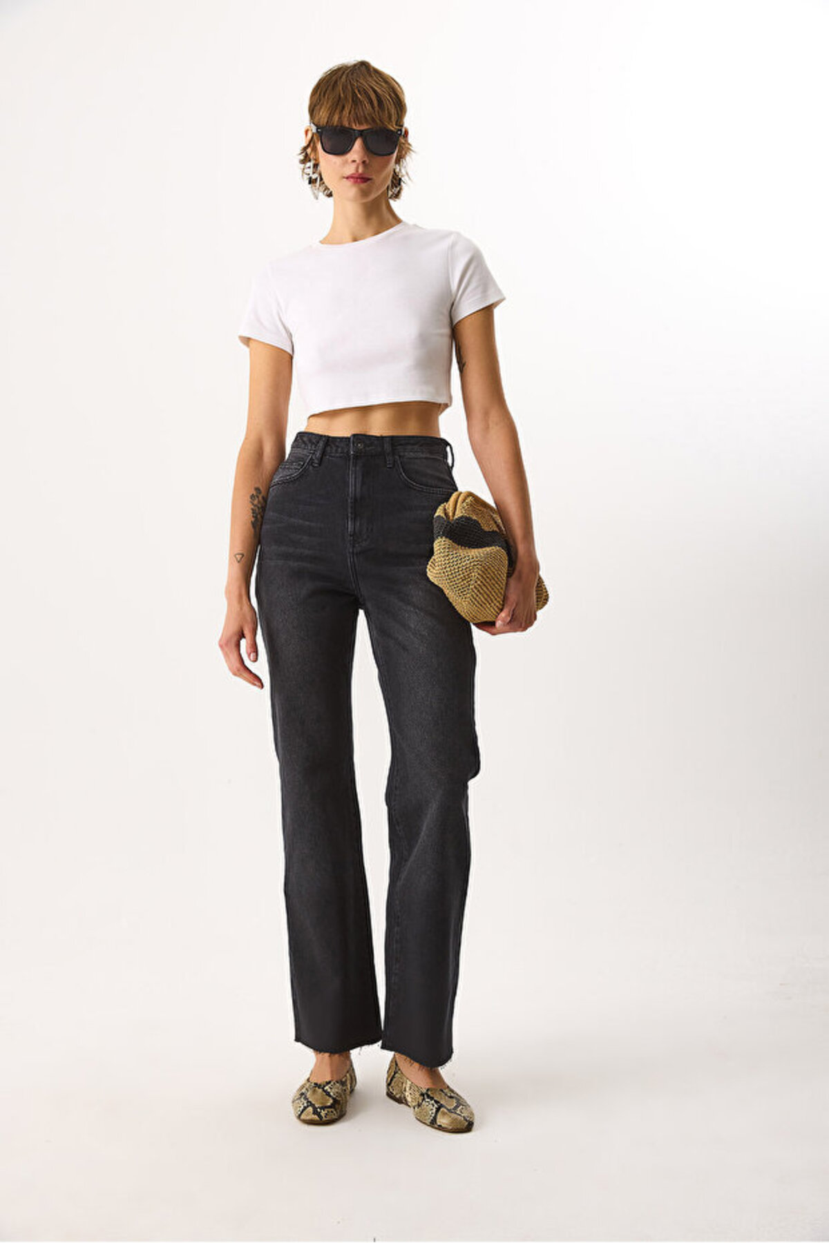 Wanda Ekstra Yüksek Bel Black Wide Leg Jean Pantolon-Black