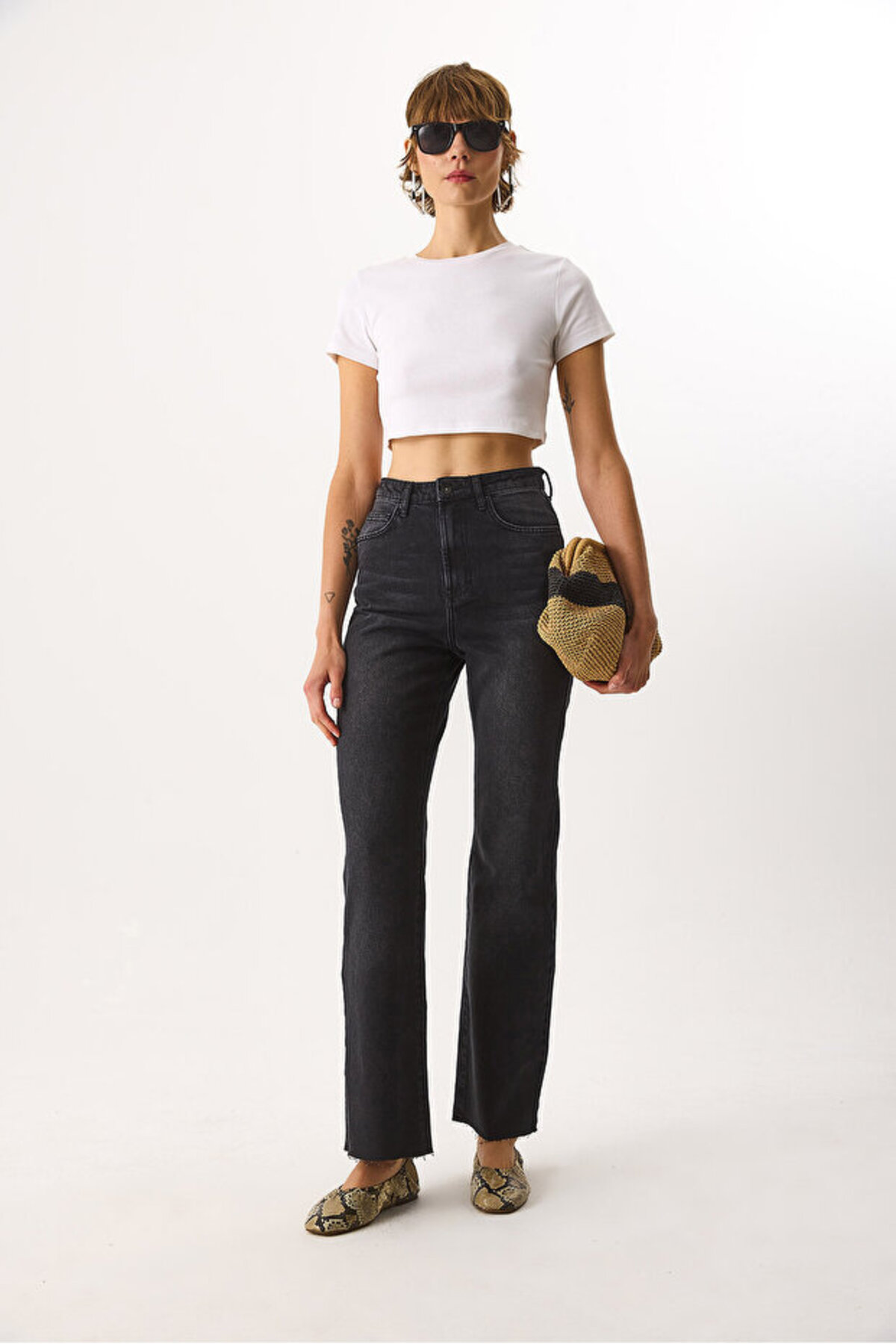 Wanda Ekstra Yüksek Bel Black Wide Leg Jean Pantolon-Black