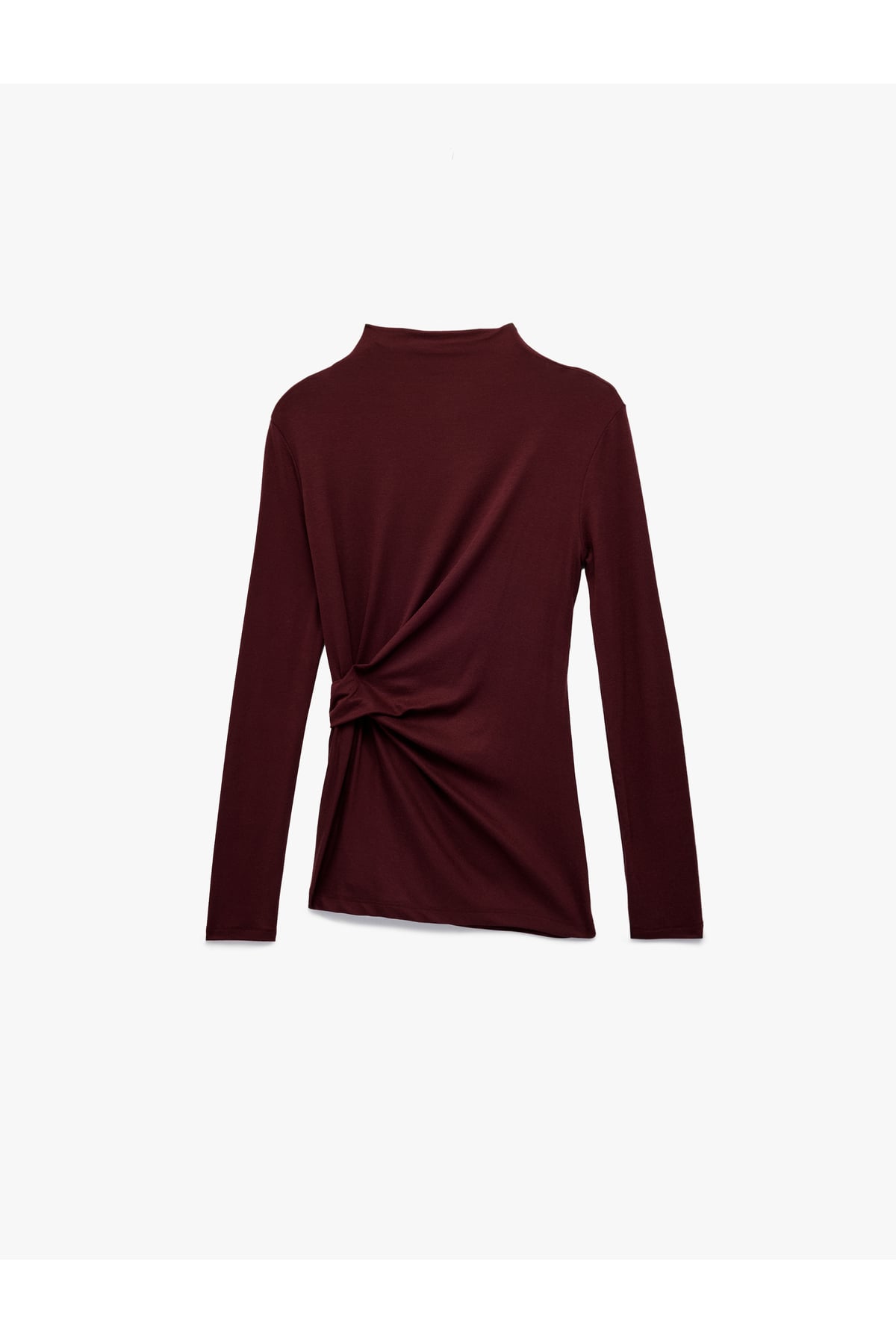 X Melis Ağazat - Slim Fit Uzun Kollu Dik Yaka Aksesuar Detaylı Tişört