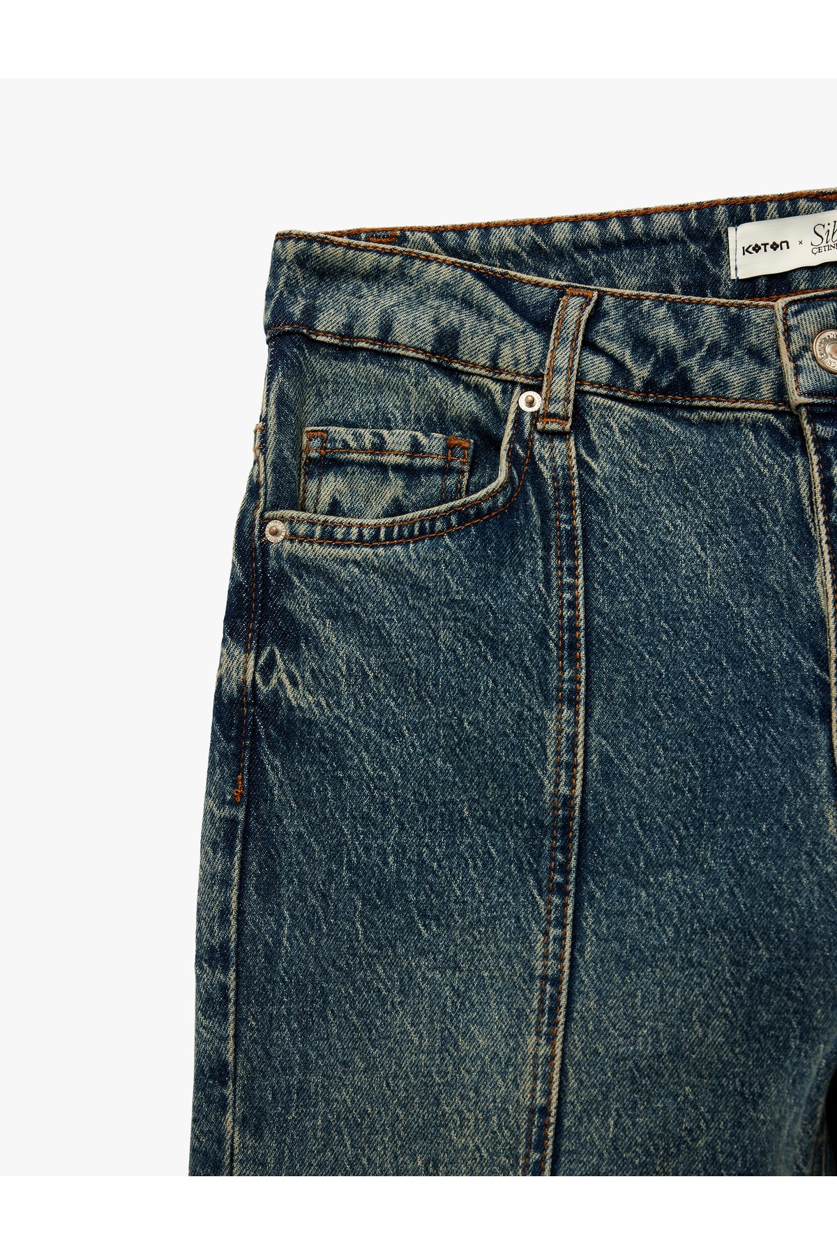 X Sibil Çetinkaya - Dar Kesim Nervürlü İspanyol Paça Jean Pantolon - Flare Jeans