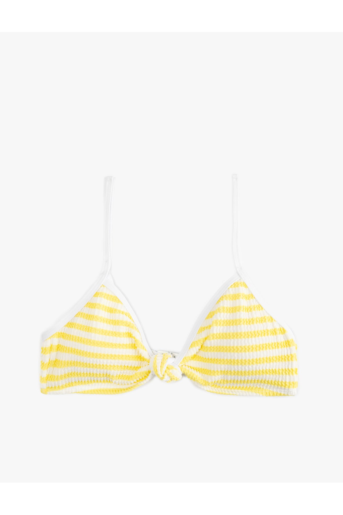 X Sibil Çetinkaya - Düğüm Detaylı İnce Askılı Dokulu Çizgili Bikini Üstü