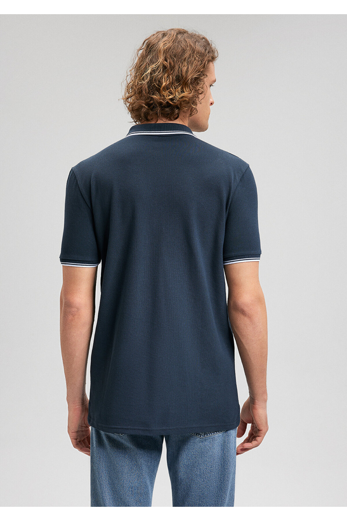 Yaka Detaylı Lacivert Polo Tişört Slim Fit / Dar Kesim 064164-28417