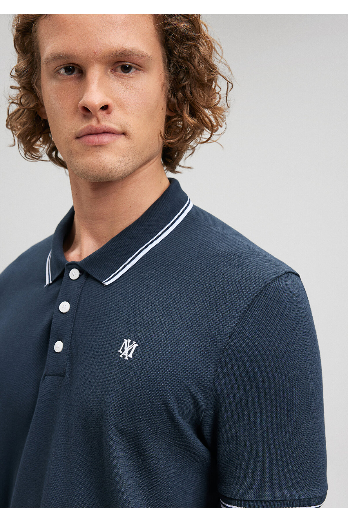 Yaka Detaylı Lacivert Polo Tişört Slim Fit / Dar Kesim 064164-28417