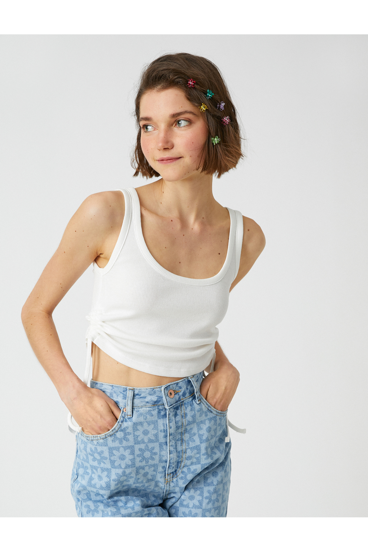 Yanları İpli Halter Yaka Atlet