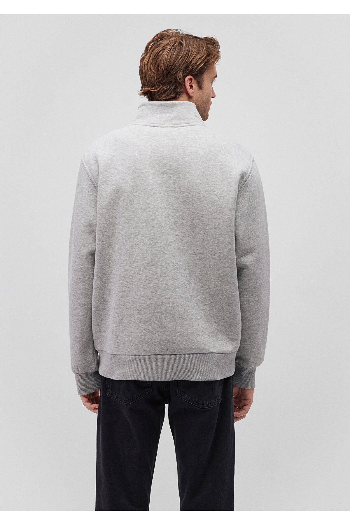 Yarı Fermuarlı Gri Basic Sweatshirt 0S10278-80196