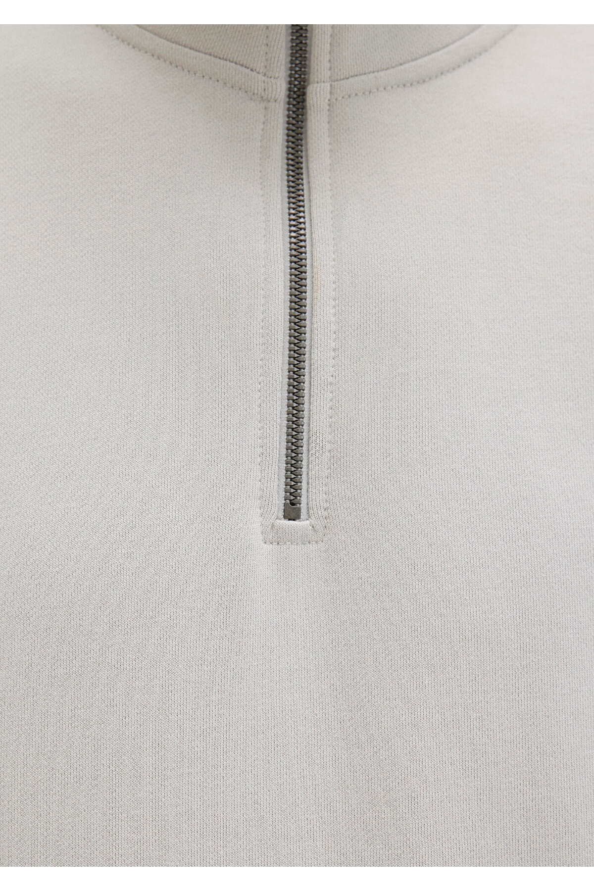 Yarı Fermuarlı Gri Basic Sweatshirt 0S10419-70074
