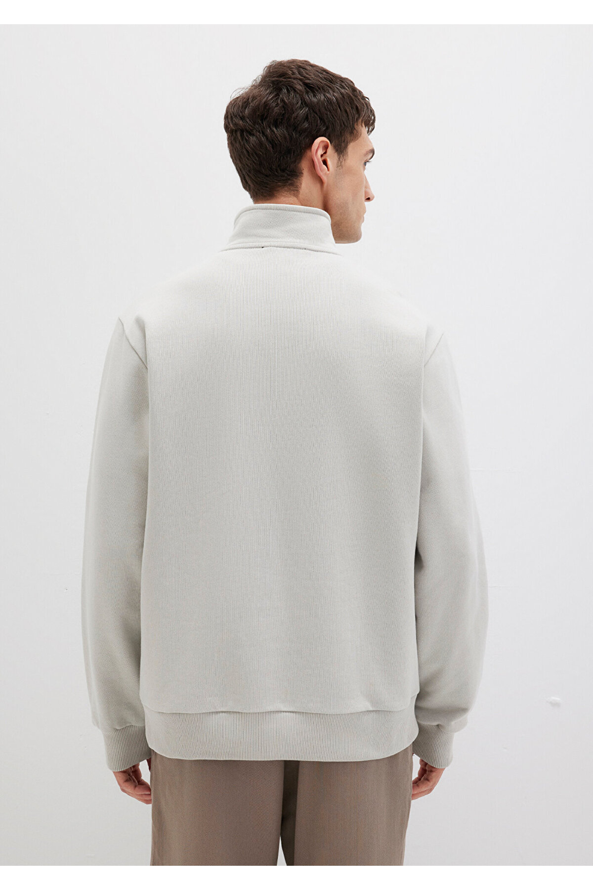 Yarı Fermuarlı Gri Basic Sweatshirt 0S10419-70074