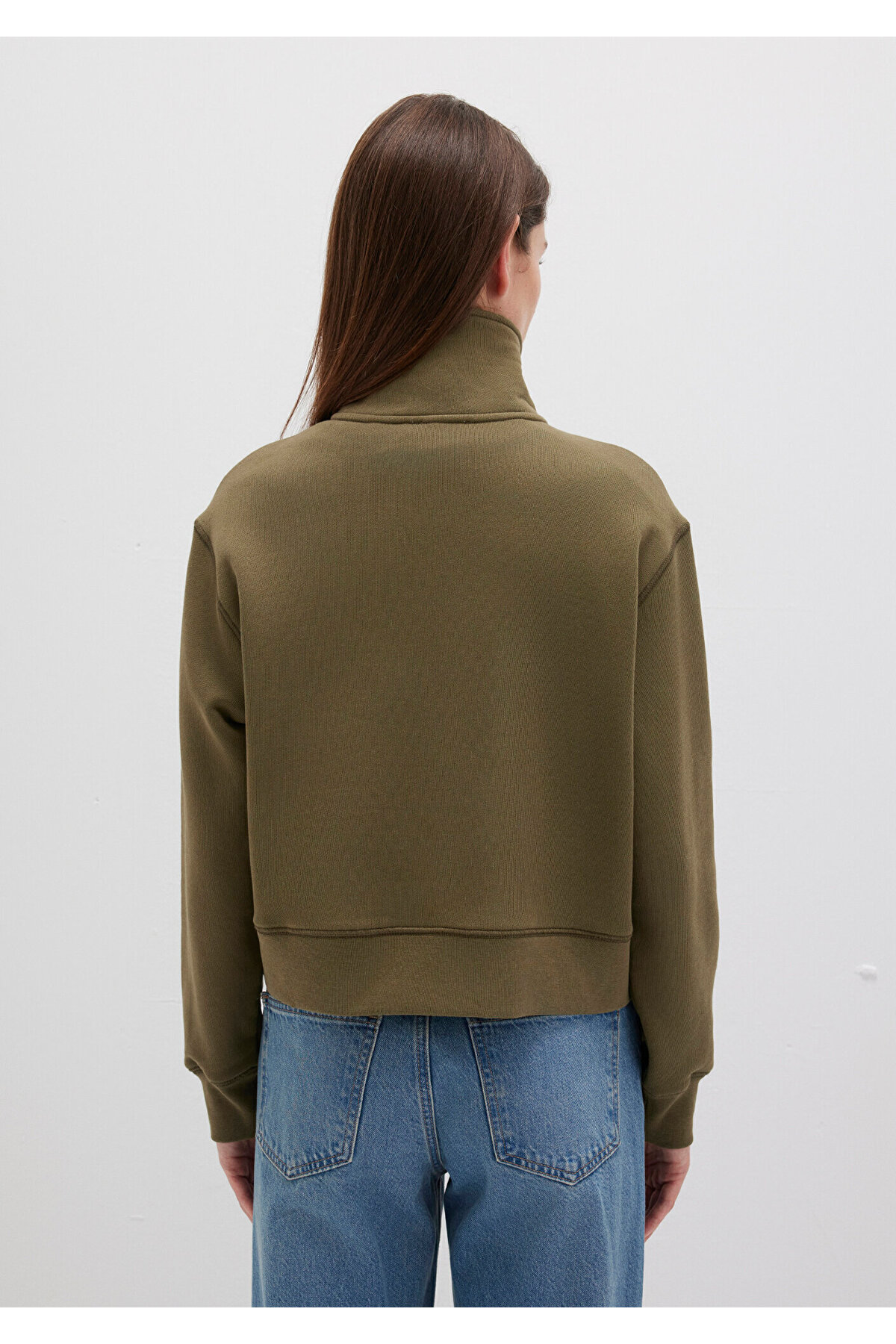 Yarı Fermuarlı Haki Sweatshirt 1S10391-71589