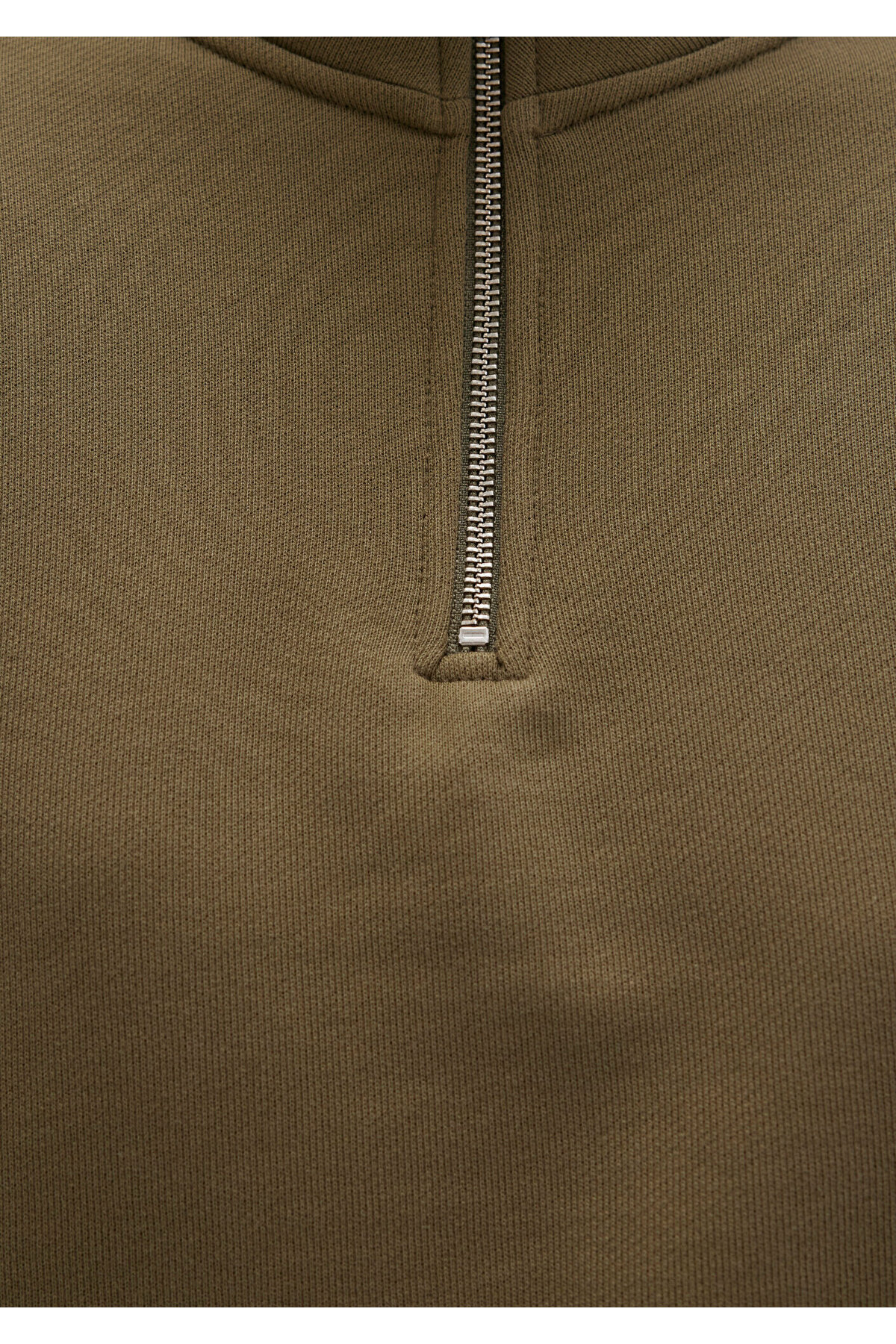 Yarı Fermuarlı Haki Sweatshirt 1S10391-71589