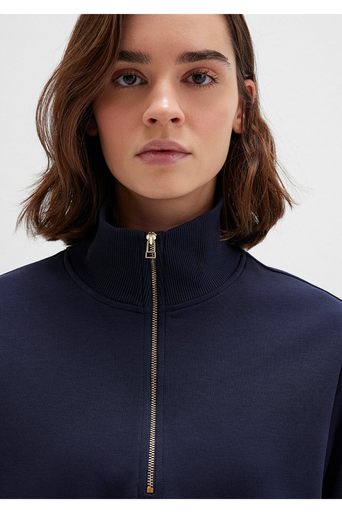 Yarı Fermuarlı Lacivert Sweatshirt 1S10357-82318