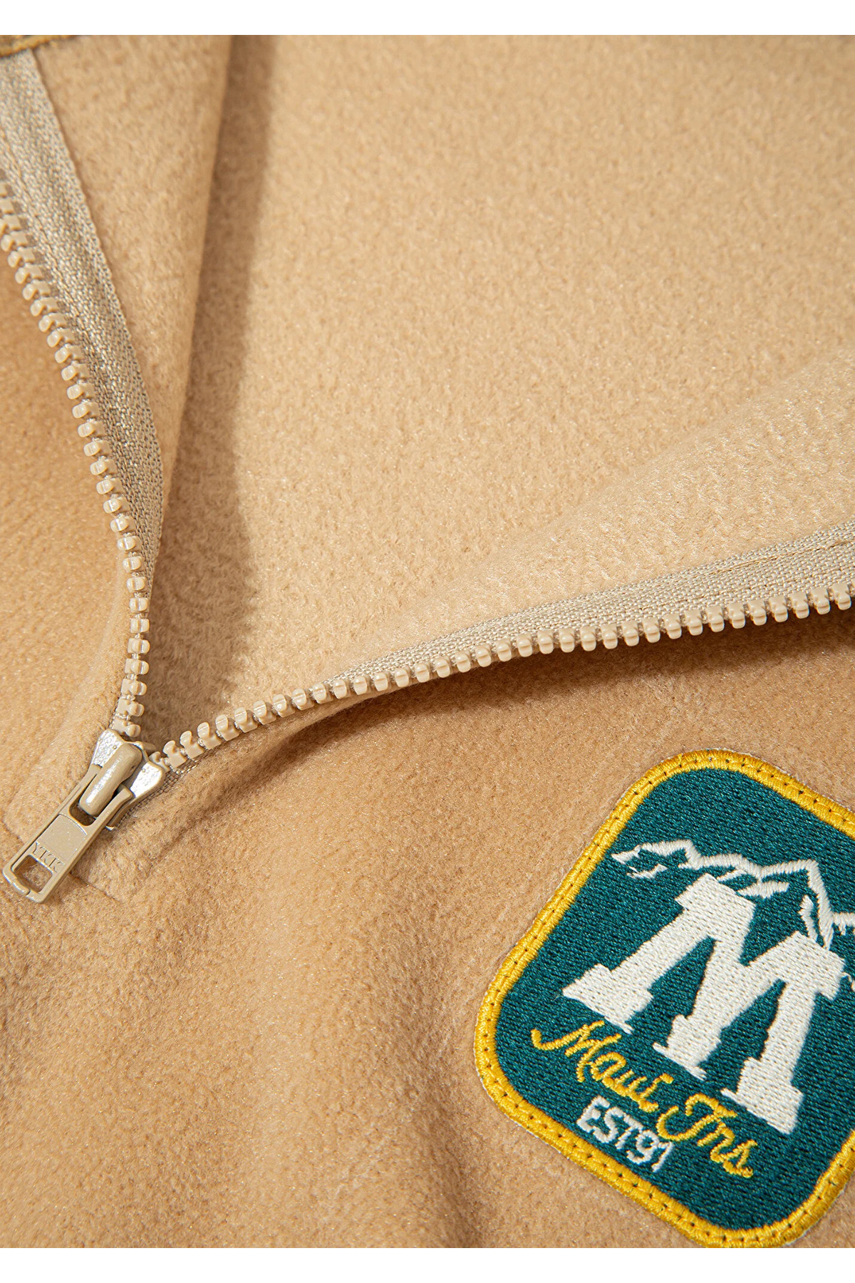 Yarı Fermuarlı Logo Bej Sweatshirt Loose Fit / Bol Rahat Kesim 6S10153-83859