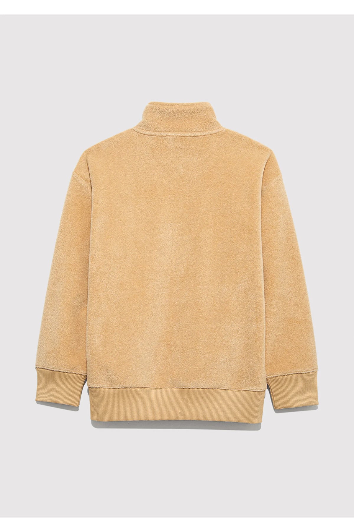 Yarı Fermuarlı Logo Bej Sweatshirt Loose Fit / Bol Rahat Kesim 6S10153-83859