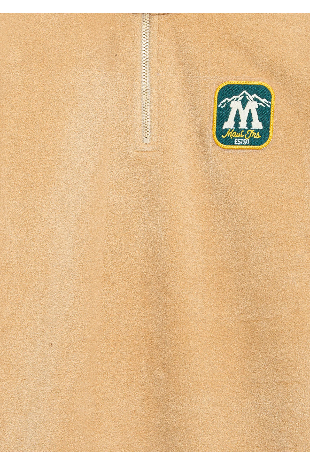 Yarı Fermuarlı Logo Bej Sweatshirt Loose Fit / Bol Rahat Kesim 6S10153-83859