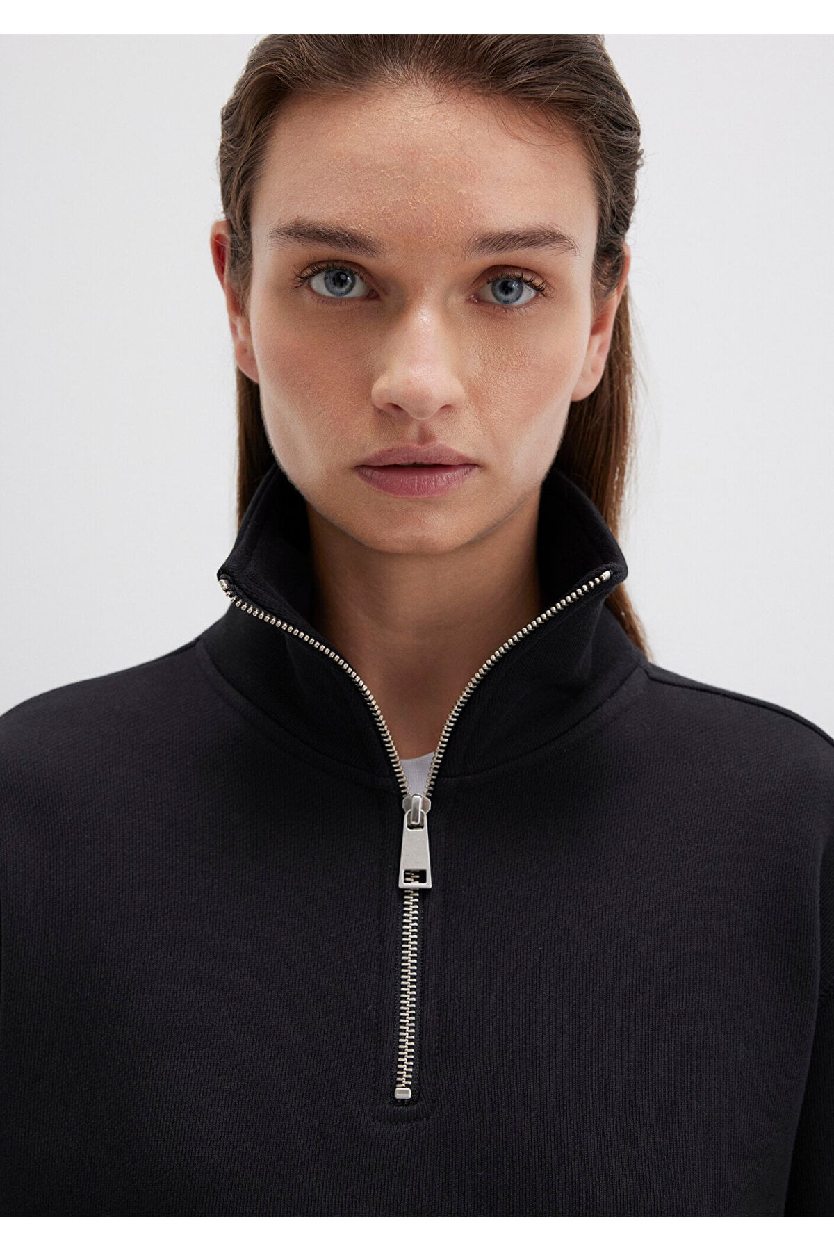 Yarı Fermuarlı Siyah Sweatshirt 1S10391-900