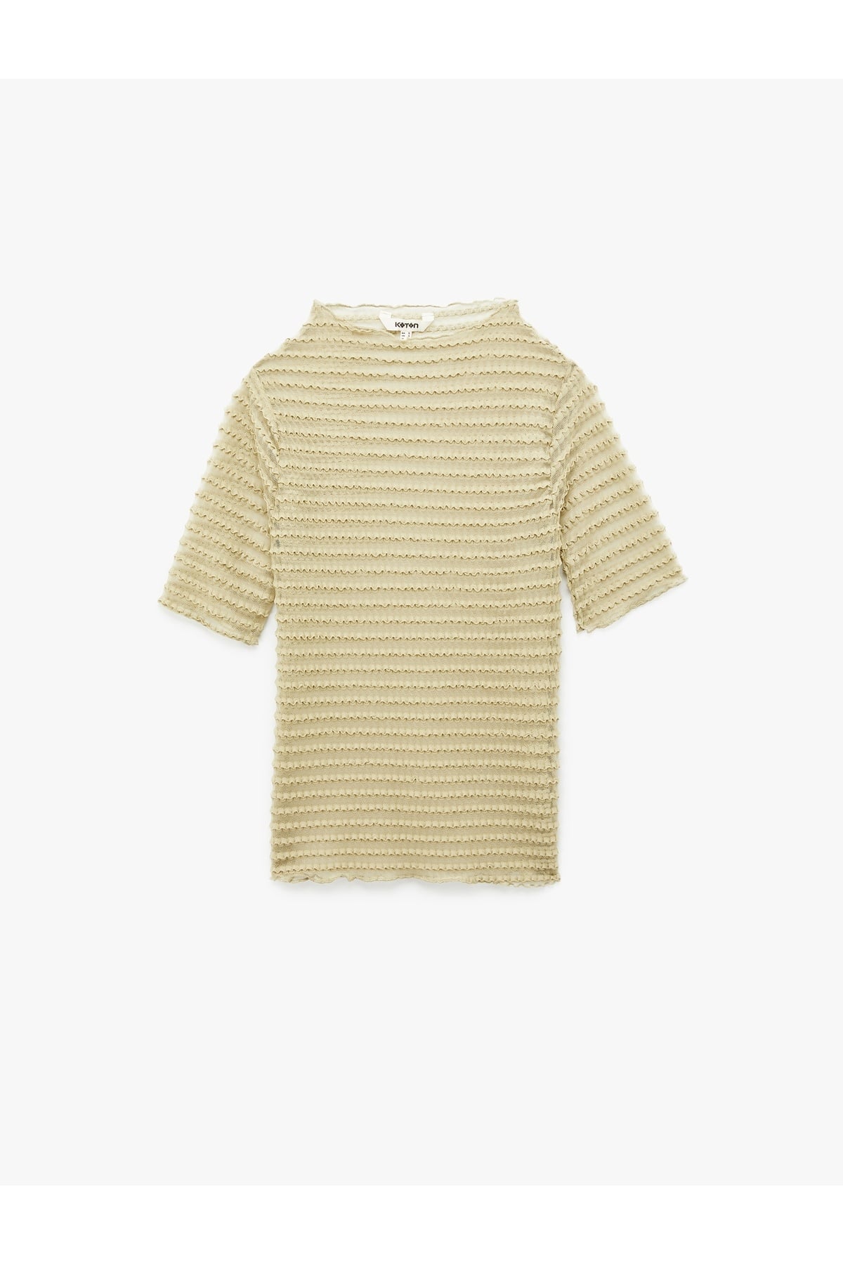Yarı Transparan Sarı Kadın T-Shirt 6SAK50009EK