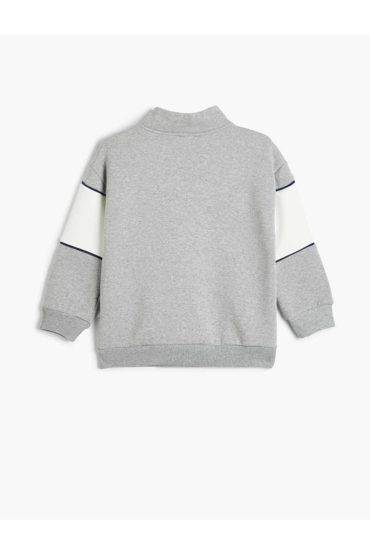 Yarım Fermuarlı Sweatshirt Slogan Baskılı Dik Yaka Şardonlu