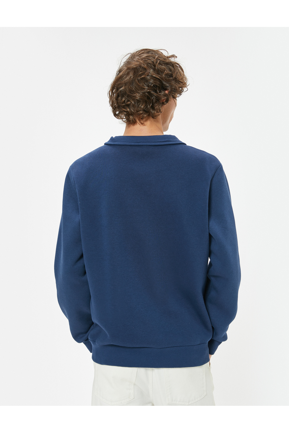 Yarım Fermuarlı Yaka Basic Şardonlu Pamuk Karışımlı Uzun Kollu Sweatshirt