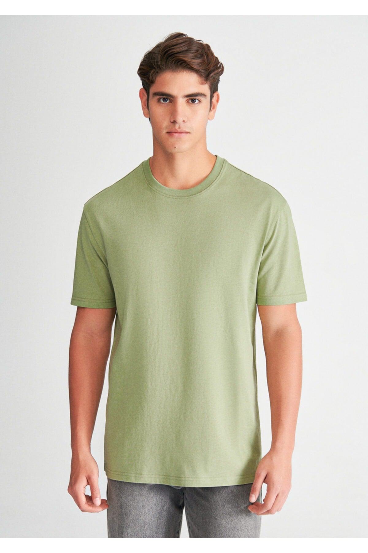 Yeşil Basic Tişört Loose Fit / Bol Rahat Kesim 066249-71769