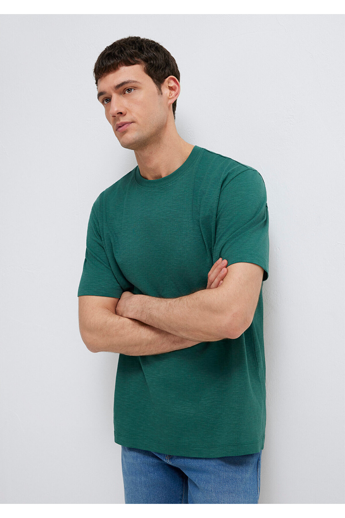 Yeşil Basic Tişört Loose Fit / Bol Rahat Kesim 0613146-71930