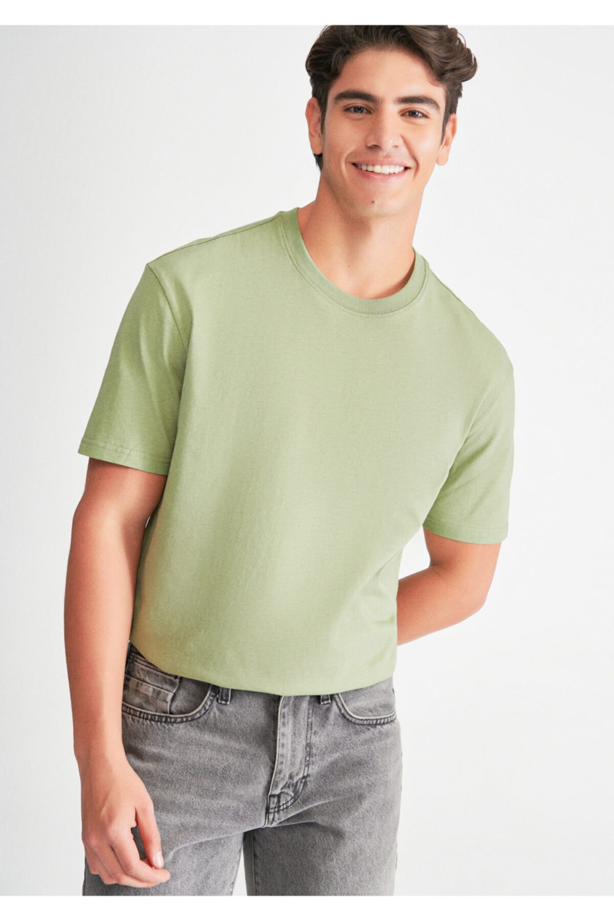 Yeşil Basic Tişört Loose Fit / Bol Rahat Kesim 066249-71769