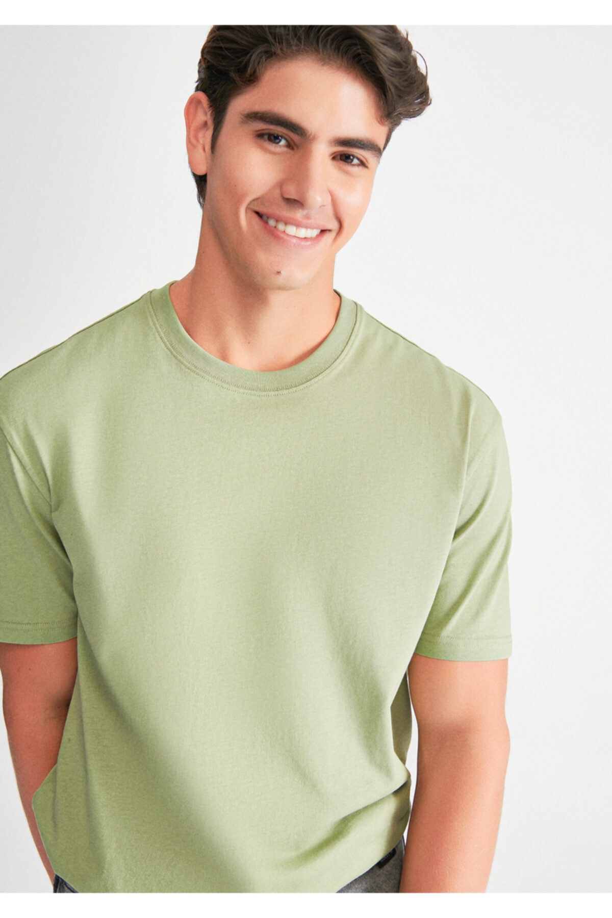 Yeşil Basic Tişört Loose Fit / Bol Rahat Kesim 066249-71769