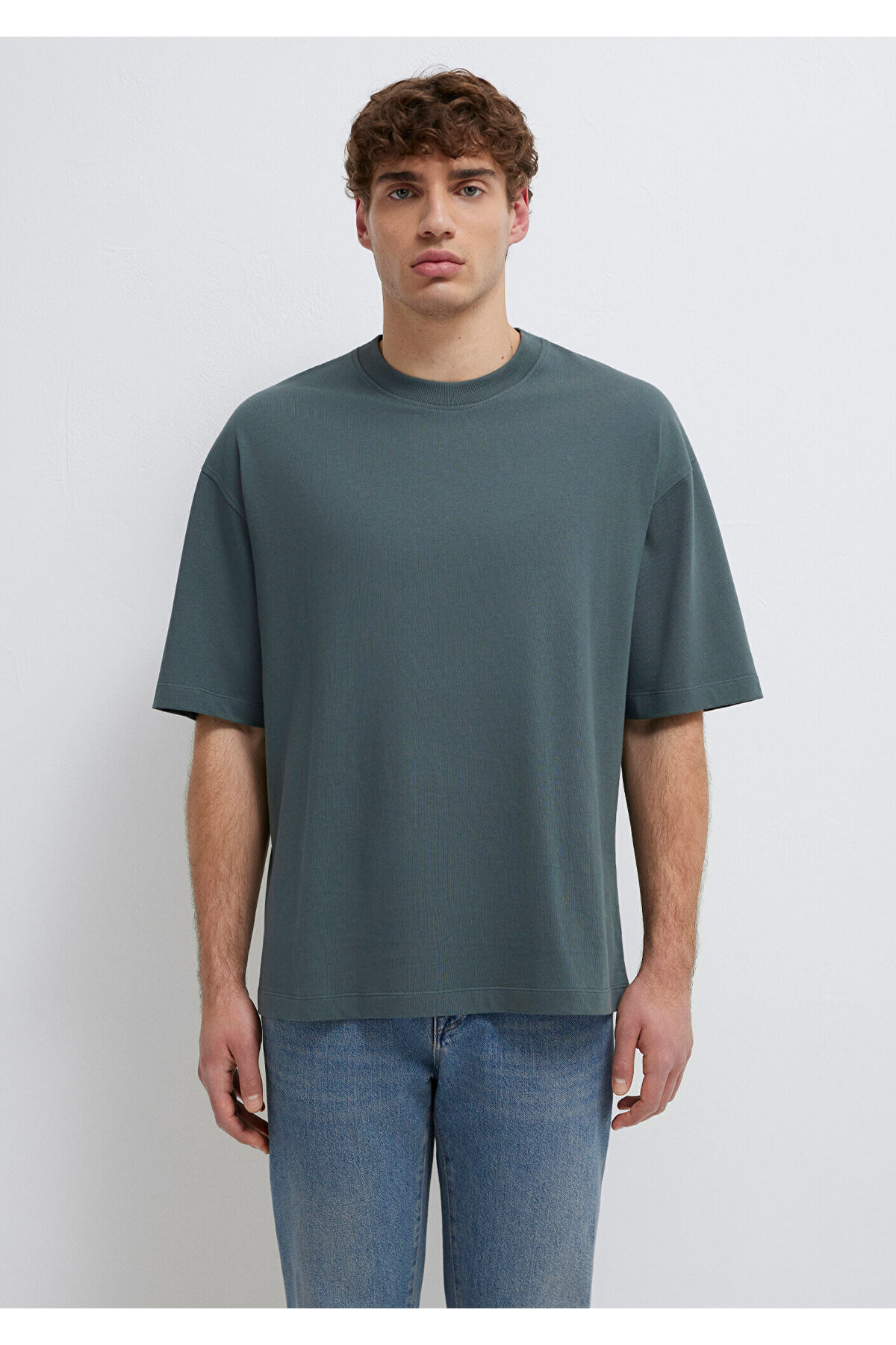 Yeşil Basic Tişört Oversize / Geniş Kesim 0613113-71598