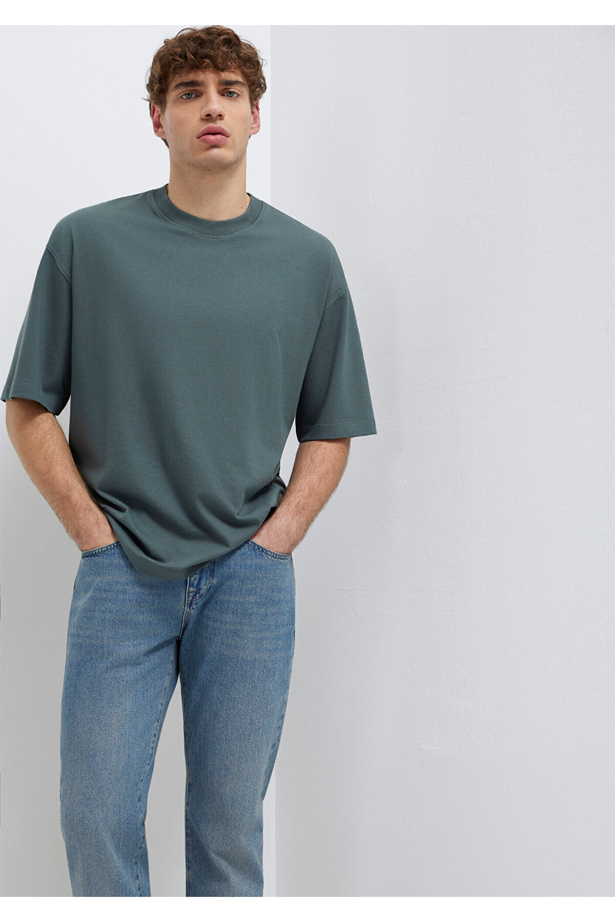 Yeşil Basic Tişört Oversize / Geniş Kesim 0613113-71598